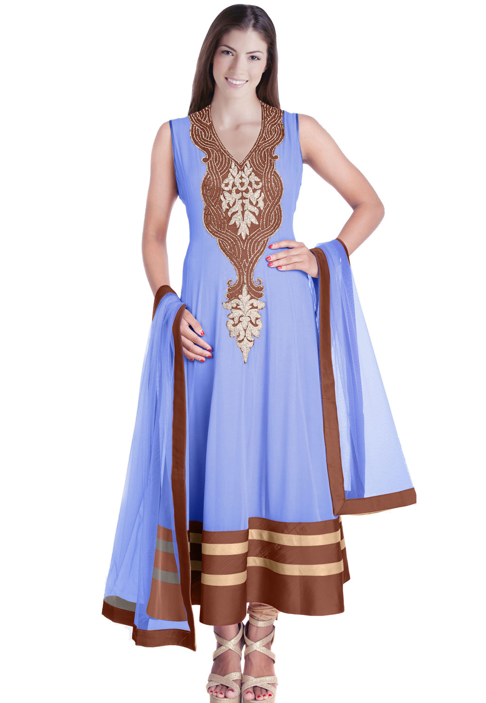 Lavender Georgette Readymade Churidar Suit 321751