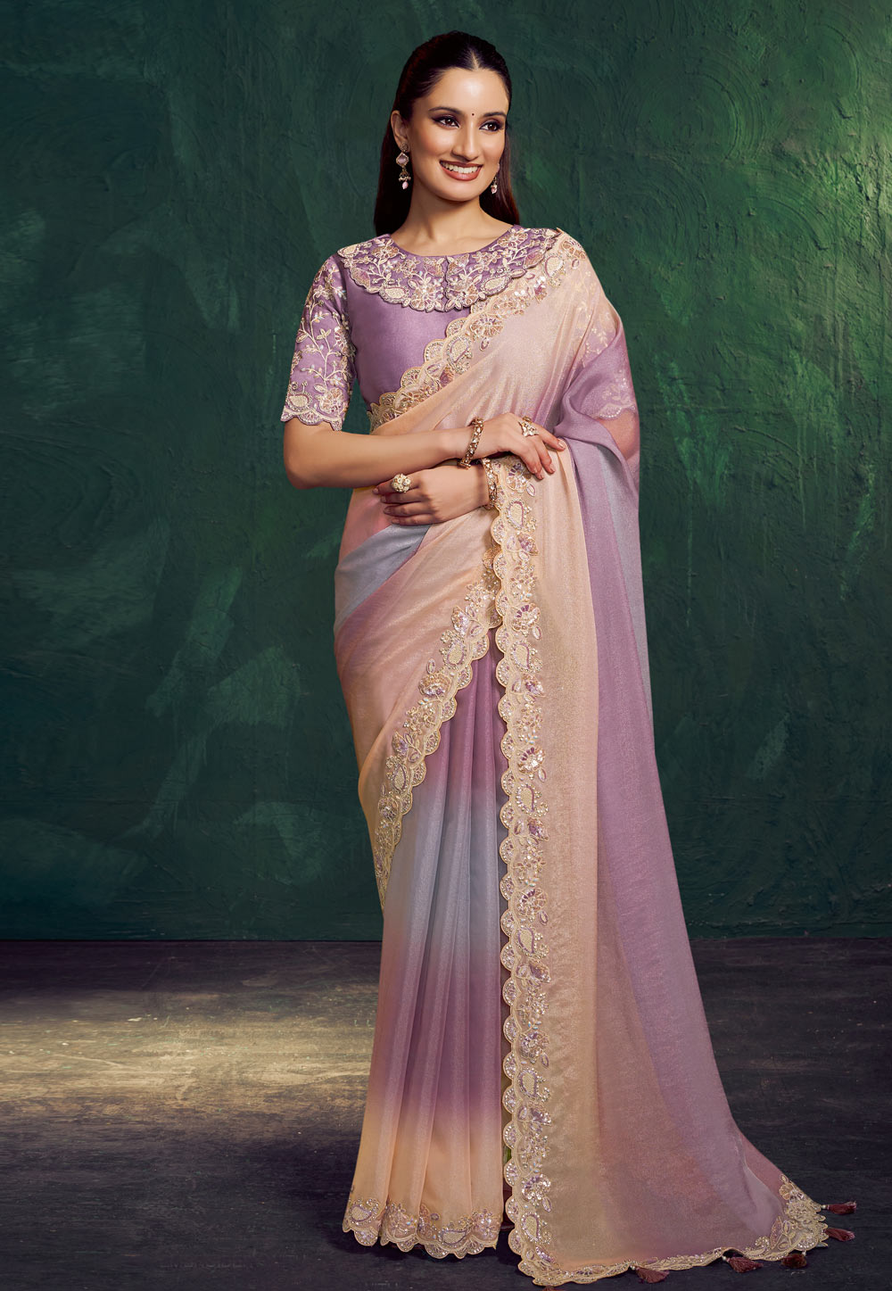 Lavender Georgette Saree With Blouse 322941