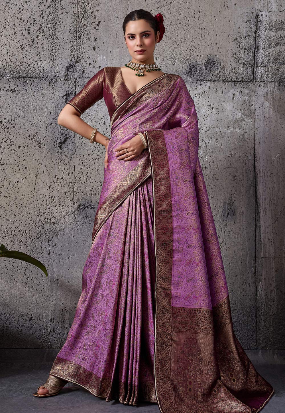 Lavender Kanjivaram Silk Saree 327538