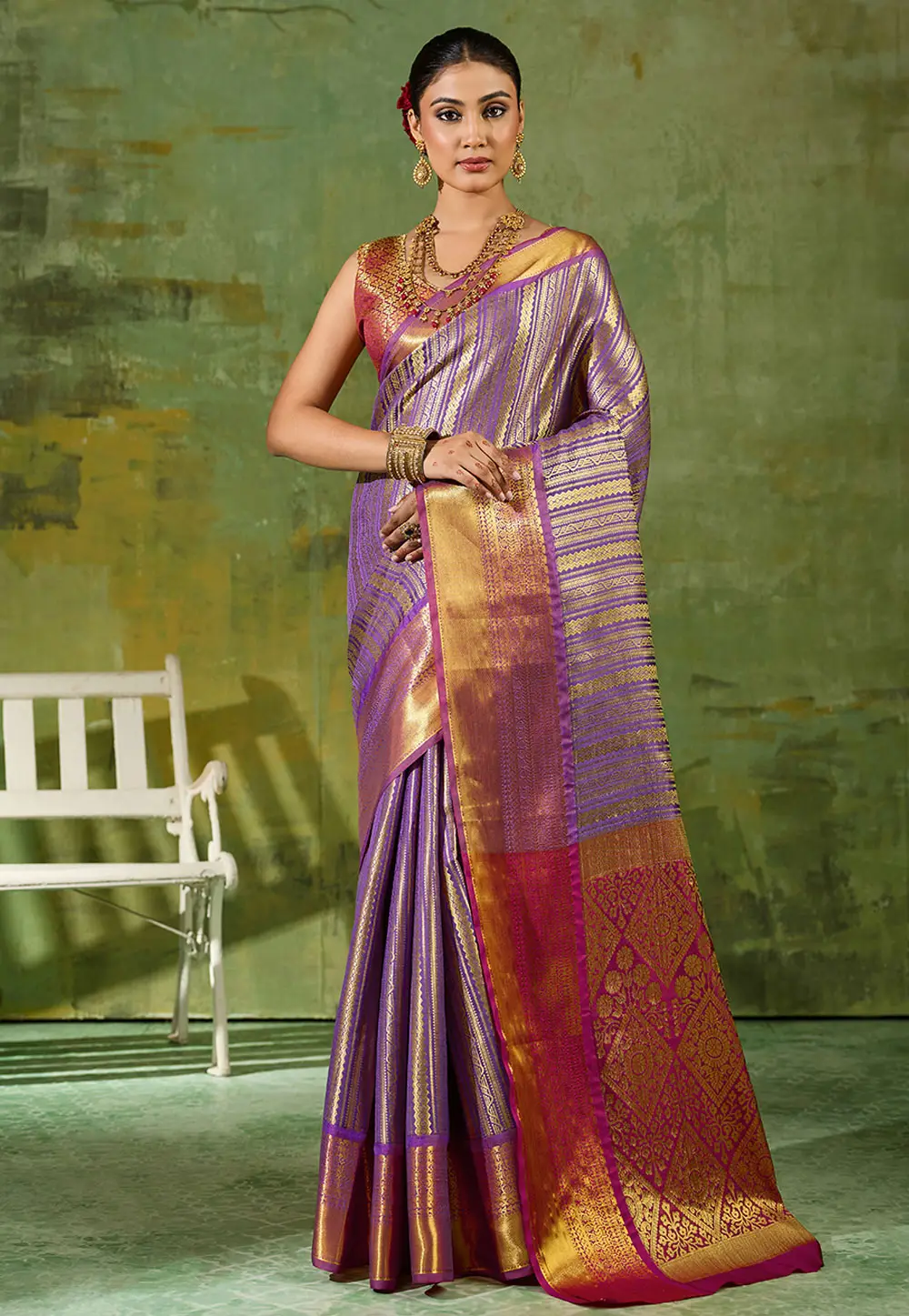 Lavender Kanjivaram Silk Saree 335297
