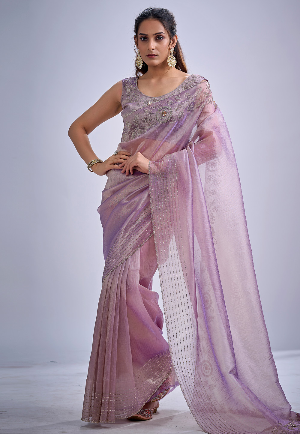 Lavender Kanjivaram Silk Saree With Blouse 327801