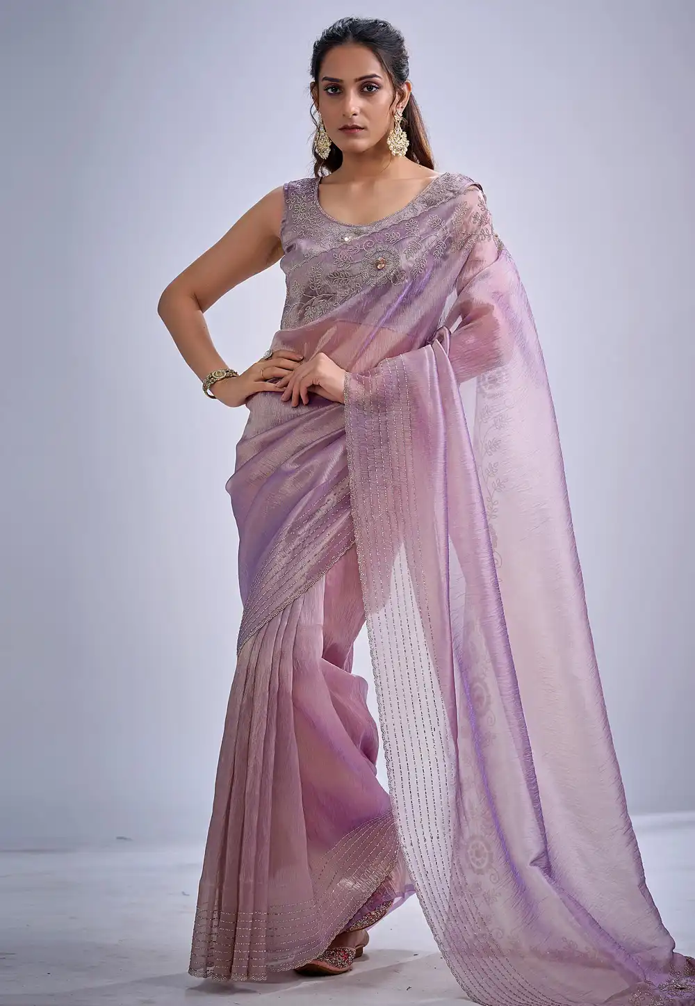 Lavender Kanjivaram Silk Saree With Blouse 327801