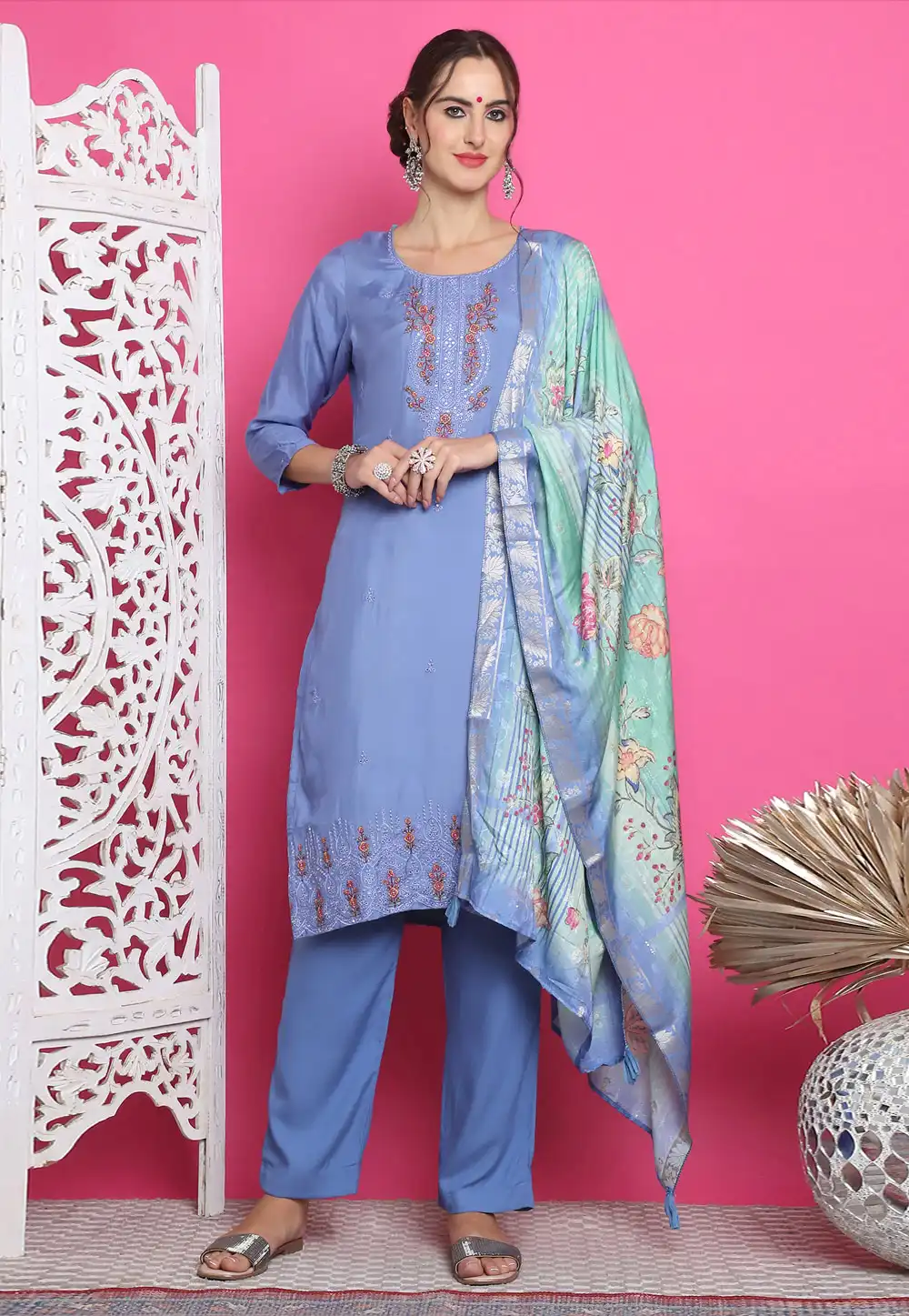 Lavender Muslin Pant Style Suit 310113