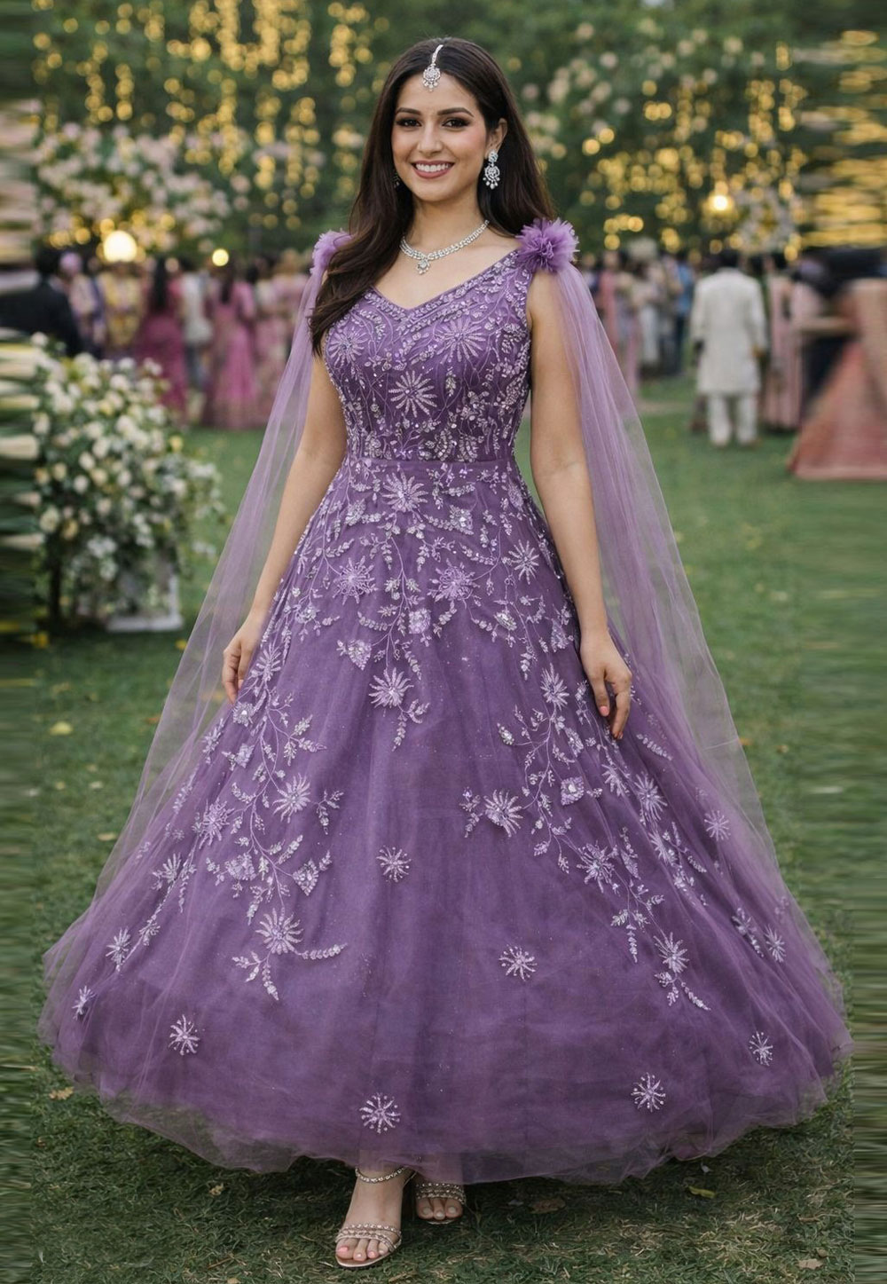 Lavender Net Designer Gown 327694