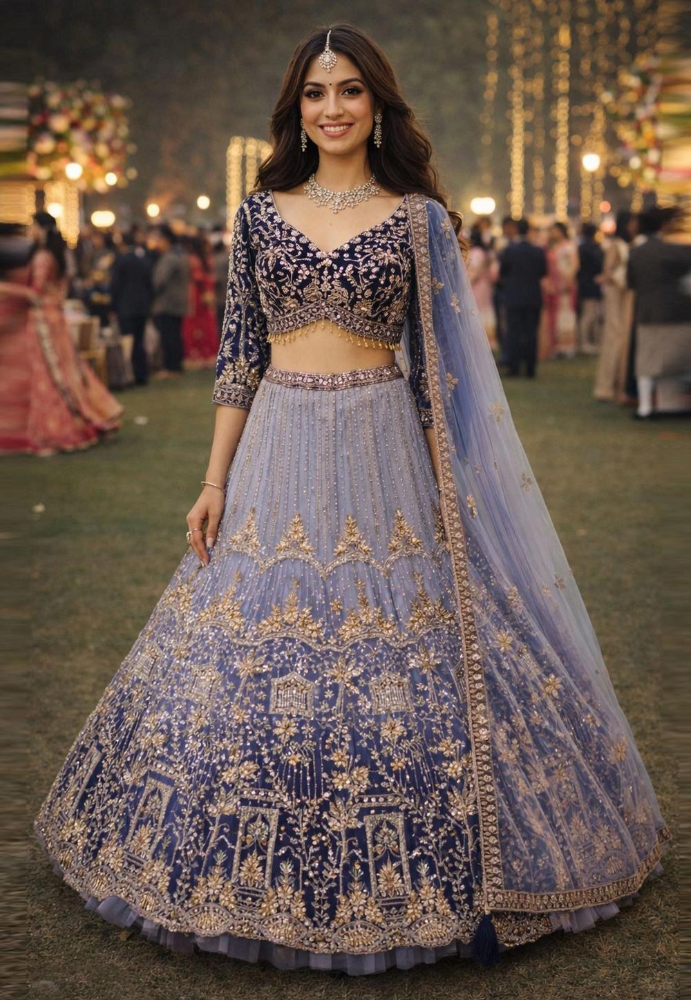 Lavender Net Wedding Lehenga Choli 328125