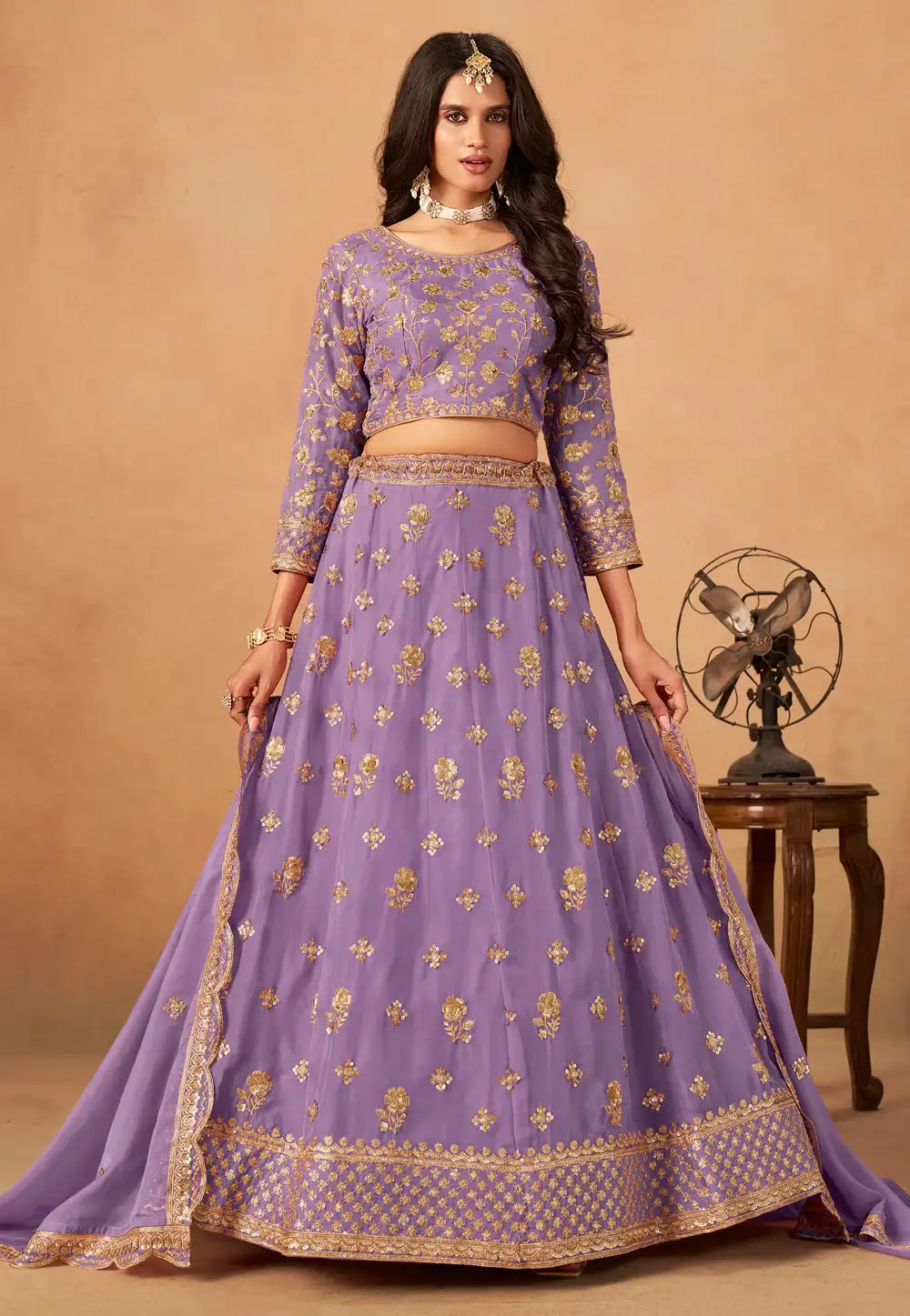Lavender Organza Lehenga Choli 317197