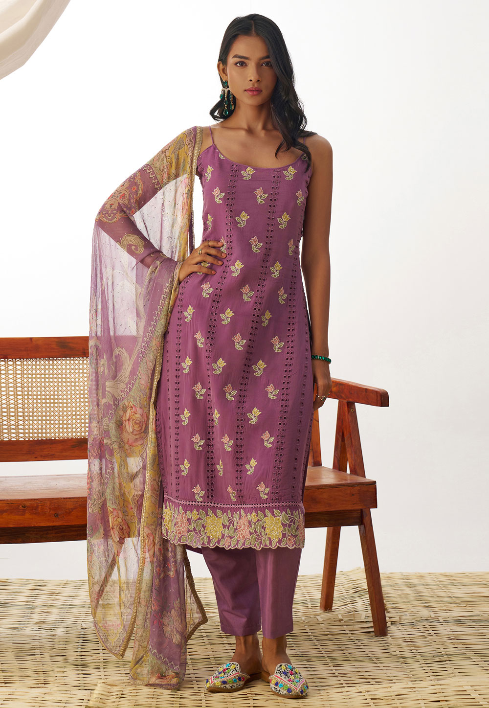 Lavender Organza Readymade Pakistani Suit 308922