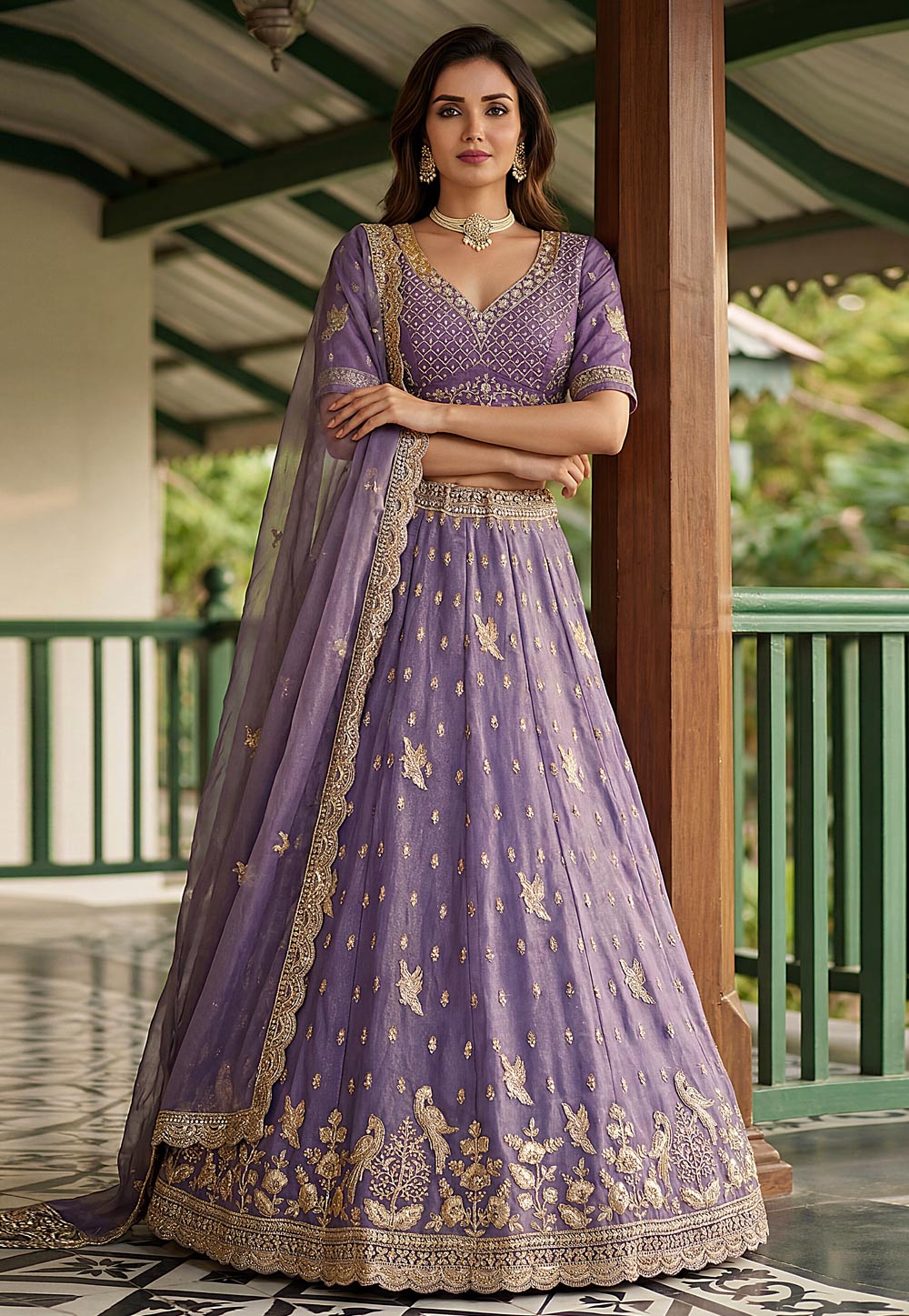 Lavender Organza Wedding Lehenga Choli 329245