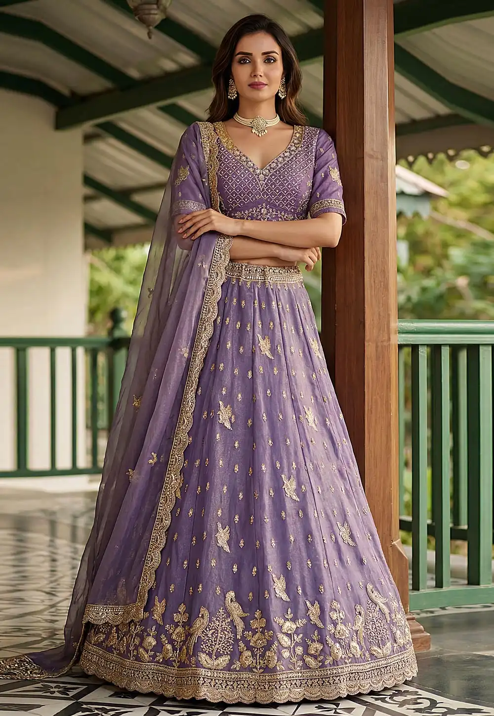 Lavender Organza Wedding Lehenga Choli 329245