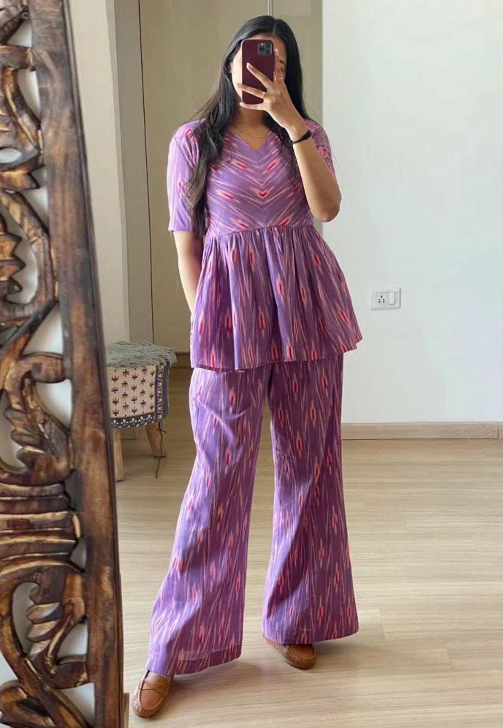 Lavender Rayon Printed Co-Ords Set 321945