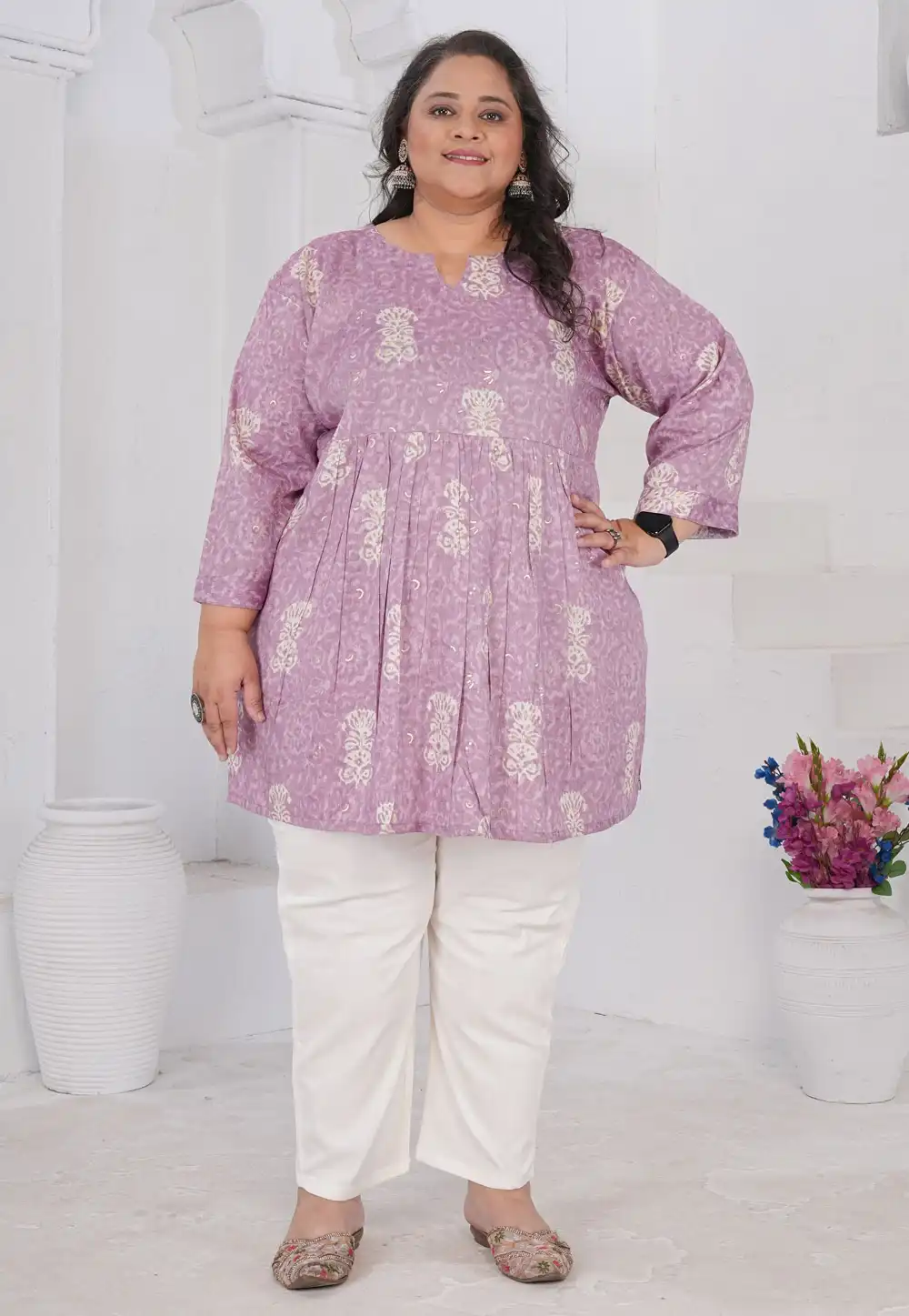 Lavender Rayon Printed Kurti 326225