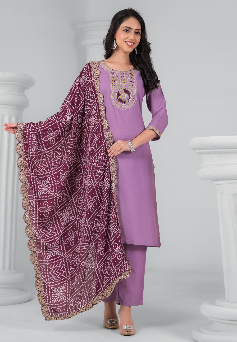Lavender Rayon Readymade Pakistani Suit 311215