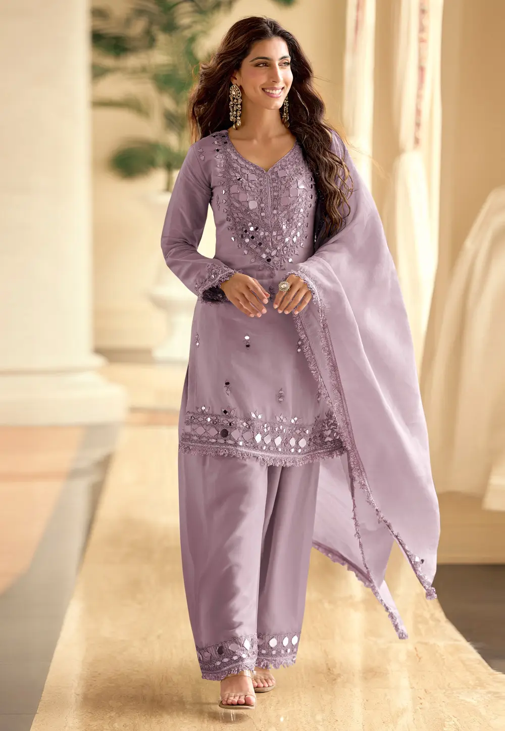 Lavender Shimmer Pakistani Suit 333575