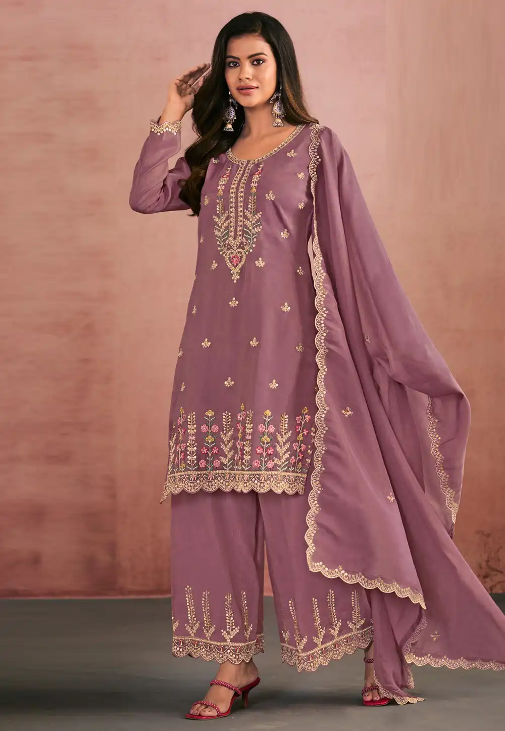 Lavender Shimmer Pakistani Suit 318395