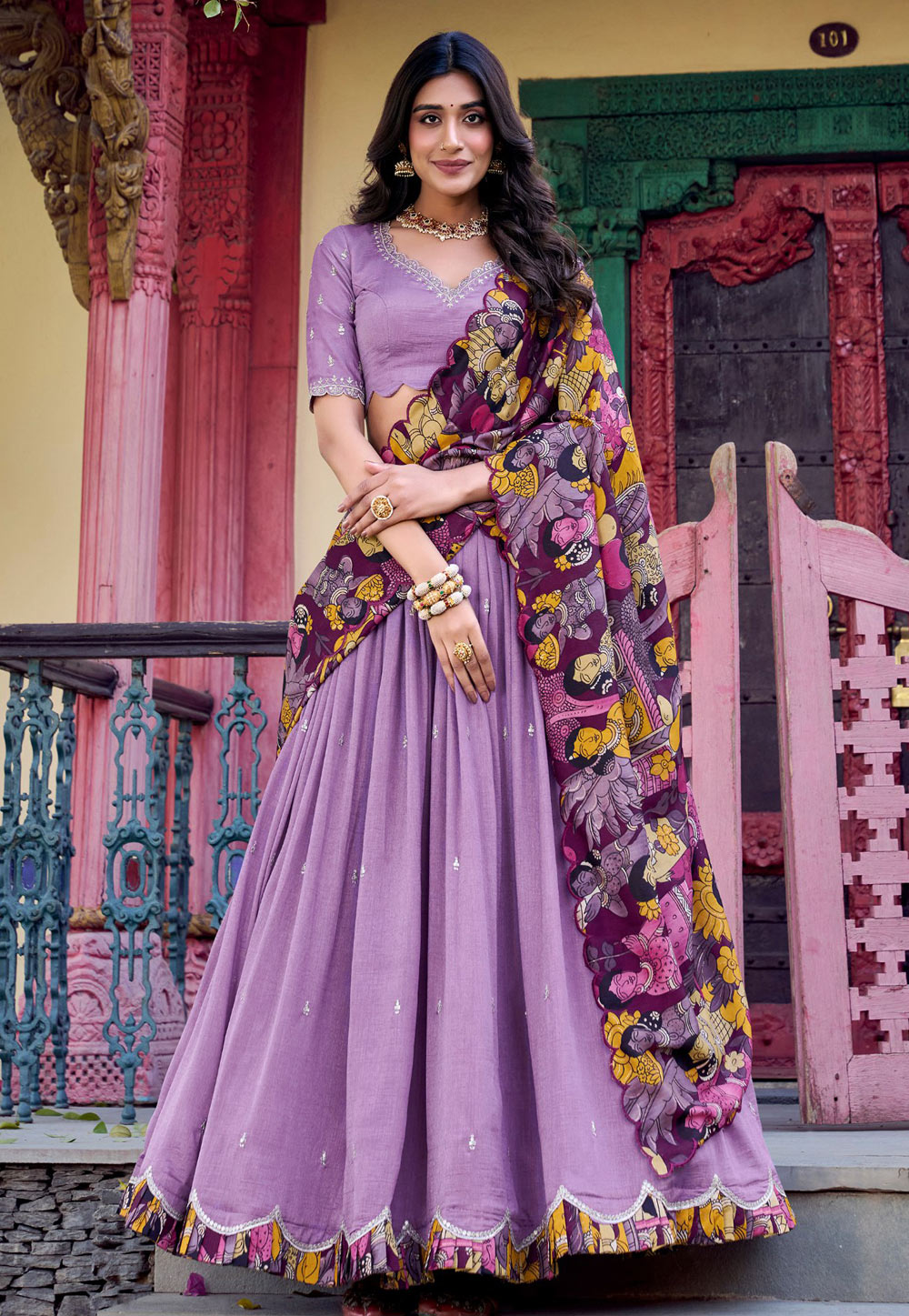 Lavender Silk Circular Lehenga Choli 310205