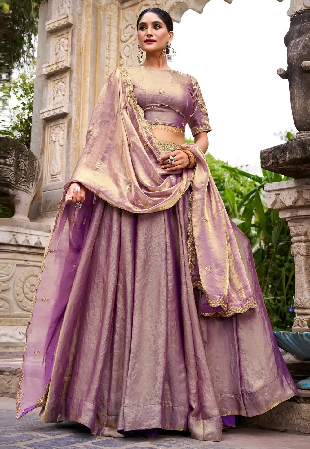 Lavender Silk Circular Lehenga Choli 317636