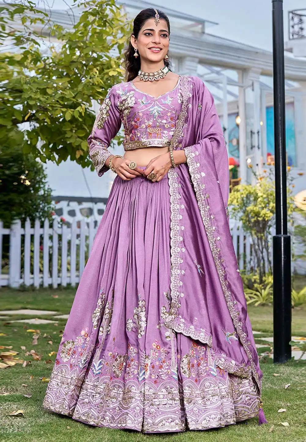 Lavender Silk Circular Lehenga Choli 324706