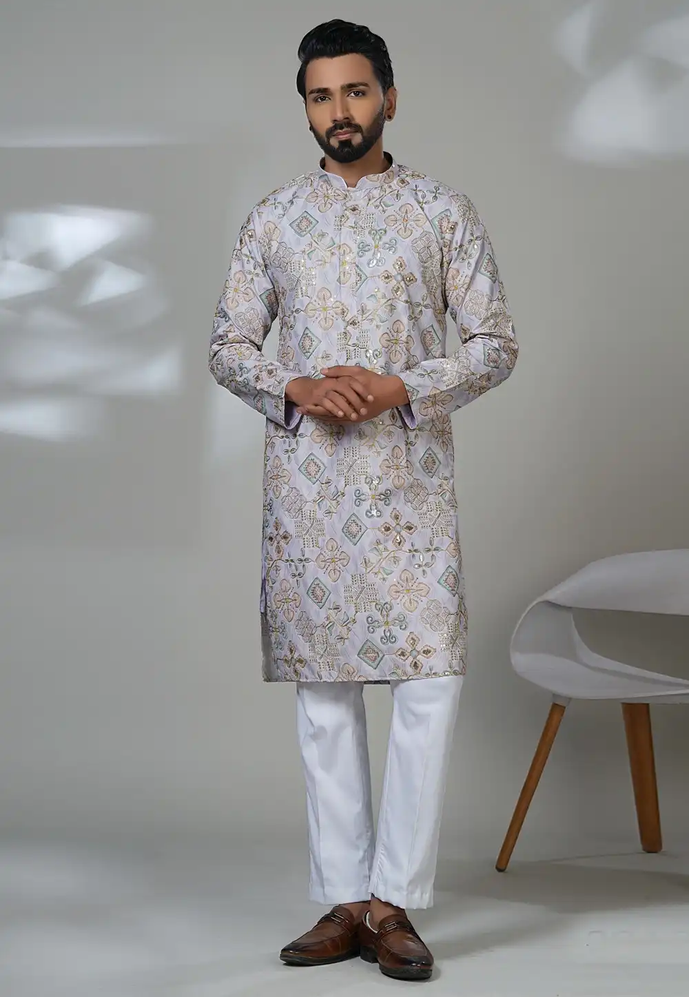 Lavender Silk Kurta Pajama 315535
