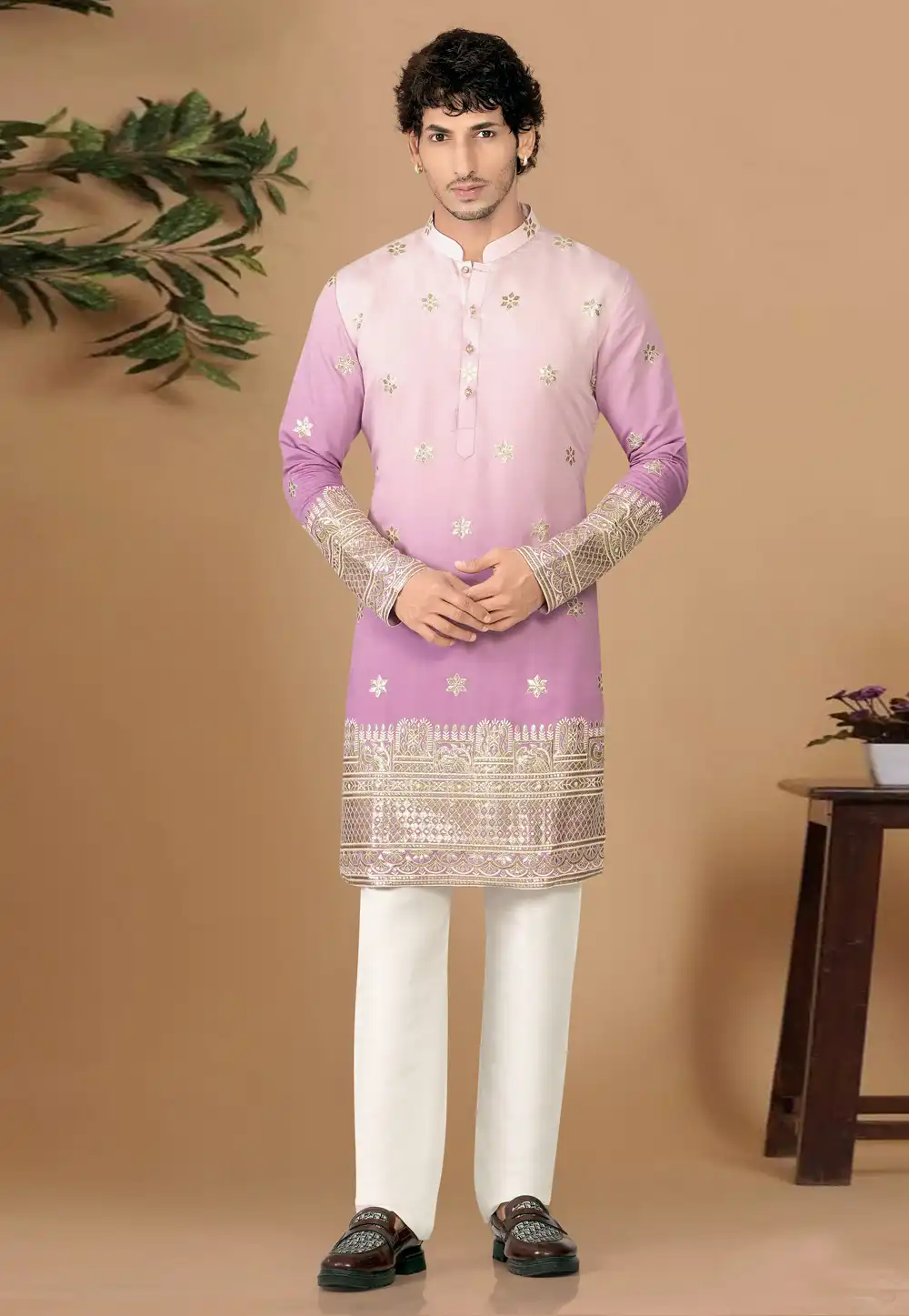 Lavender Silk Kurta Pajama 325817