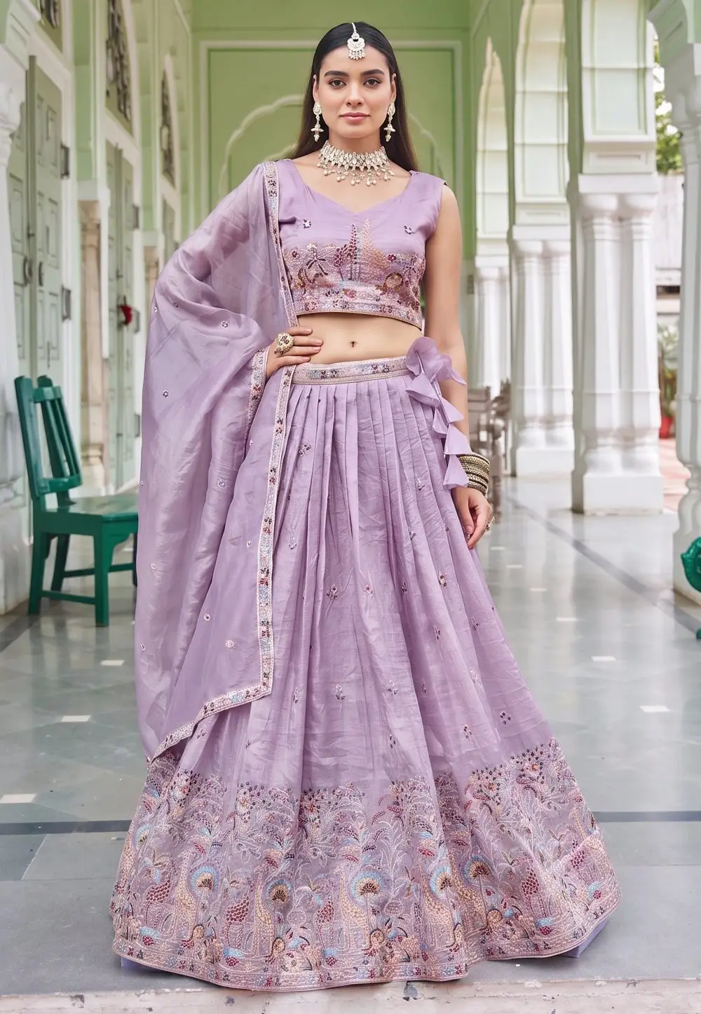 Lavender Silk Lehenga Choli 333827