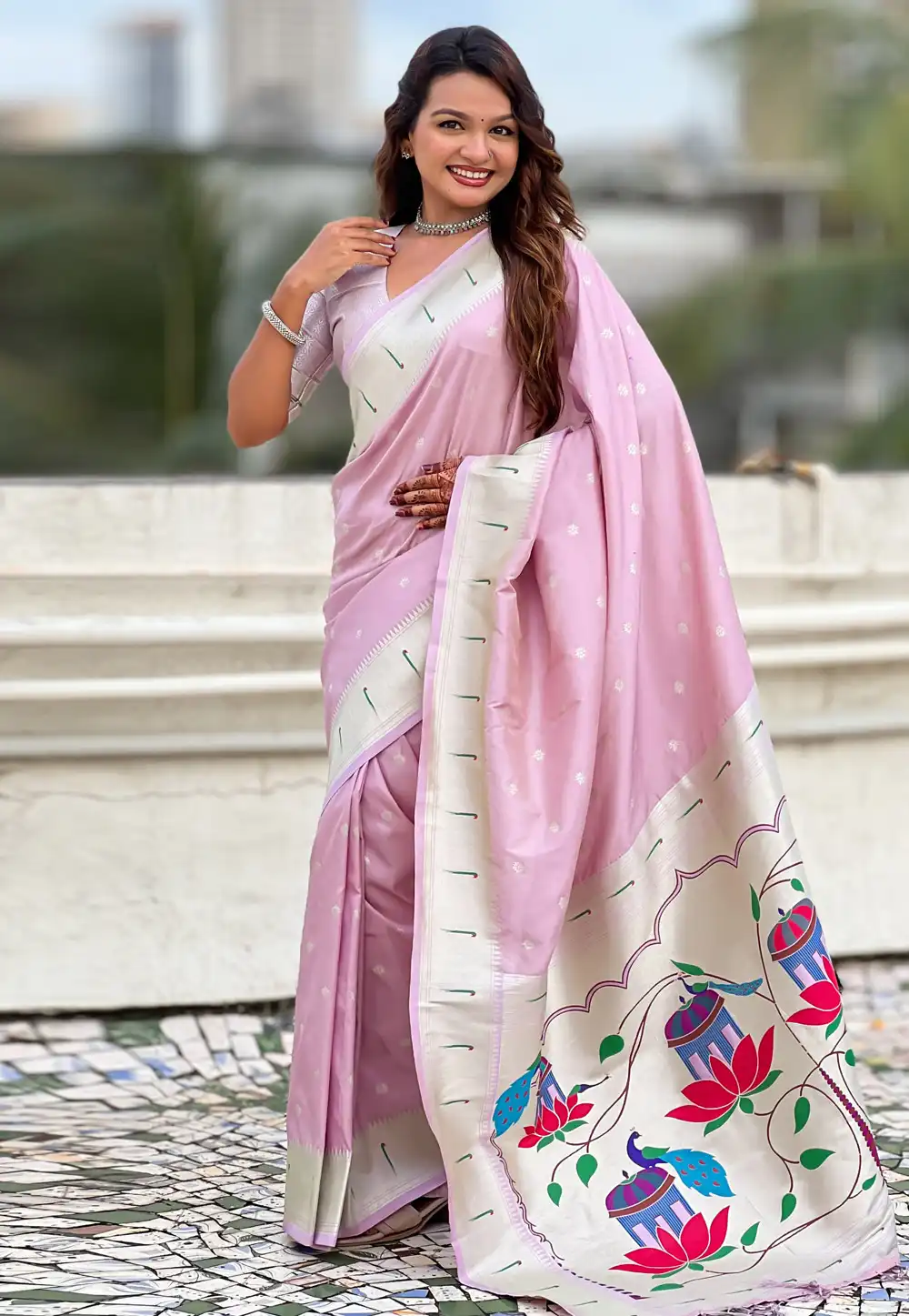 Lavender Silk Paithani Saree 317151