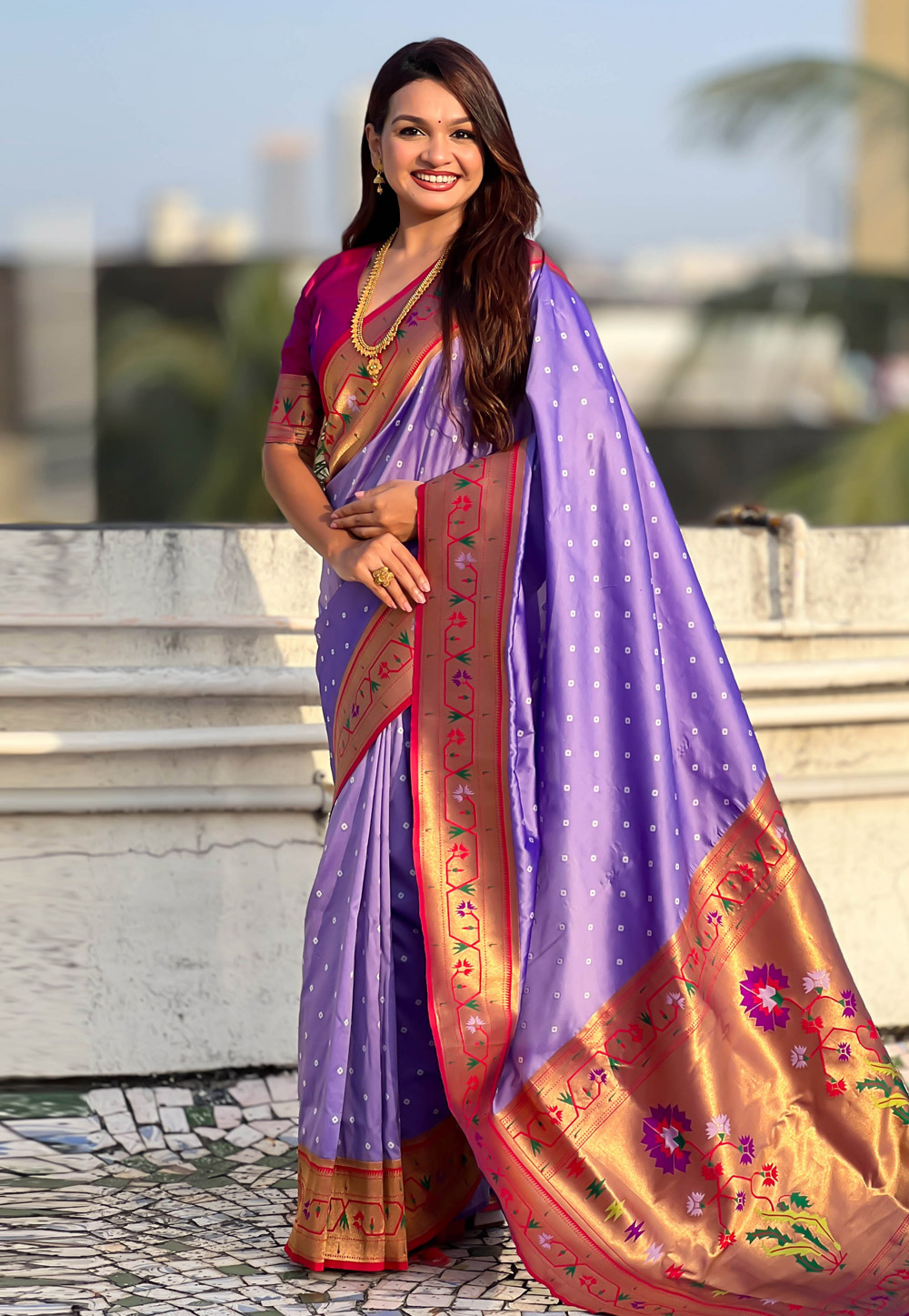Lavender Silk Paithani Saree 323544