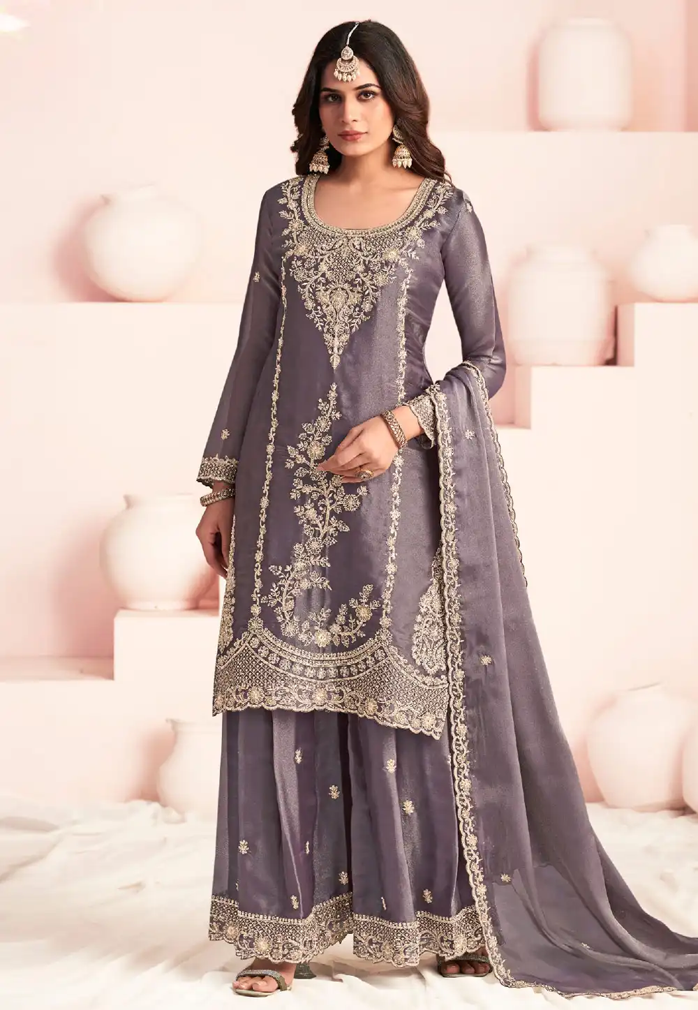 Lavender Silk Palazzo Suit 325944