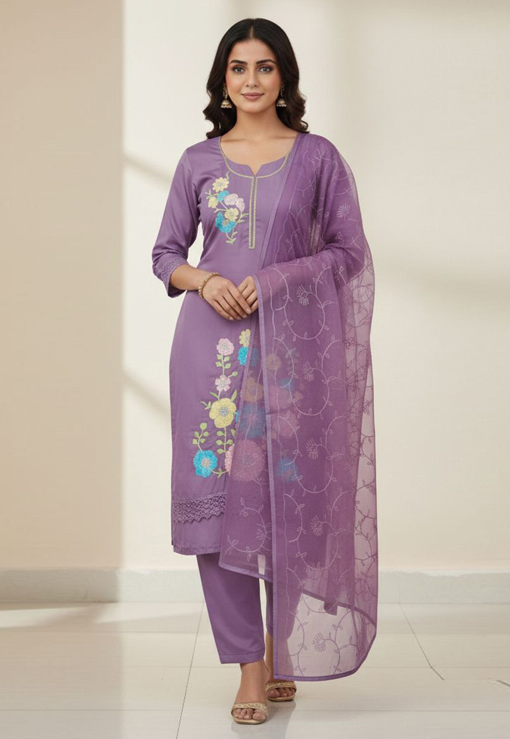 Lavender Silk Pant Style Suit 330313