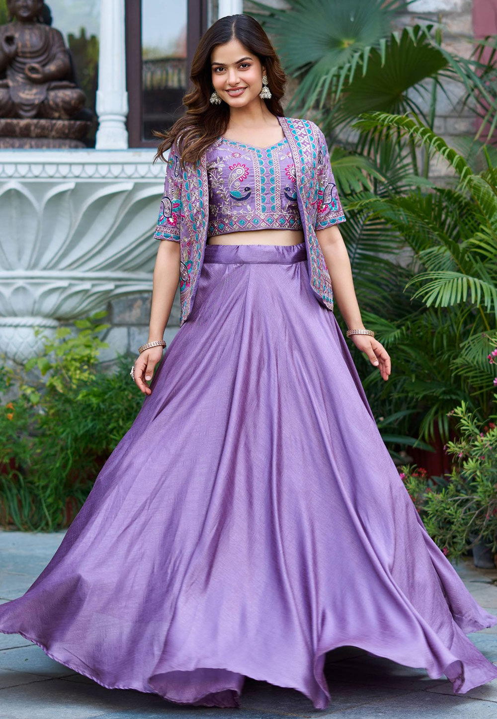 Lavender Silk Readymade Indo Western Lehenga Choli 319202