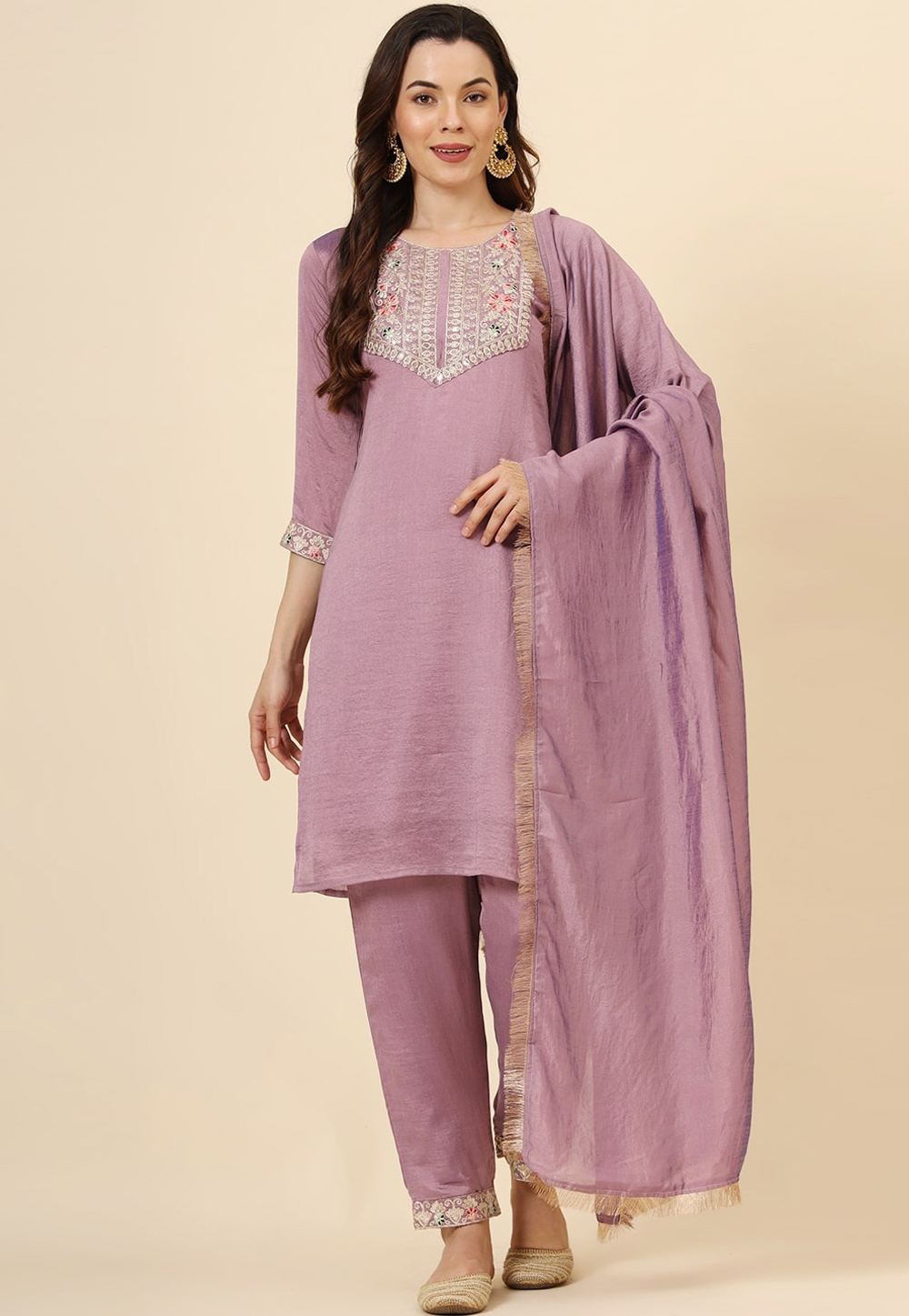 Lavender Silk Readymade Pakistani Suit 311627