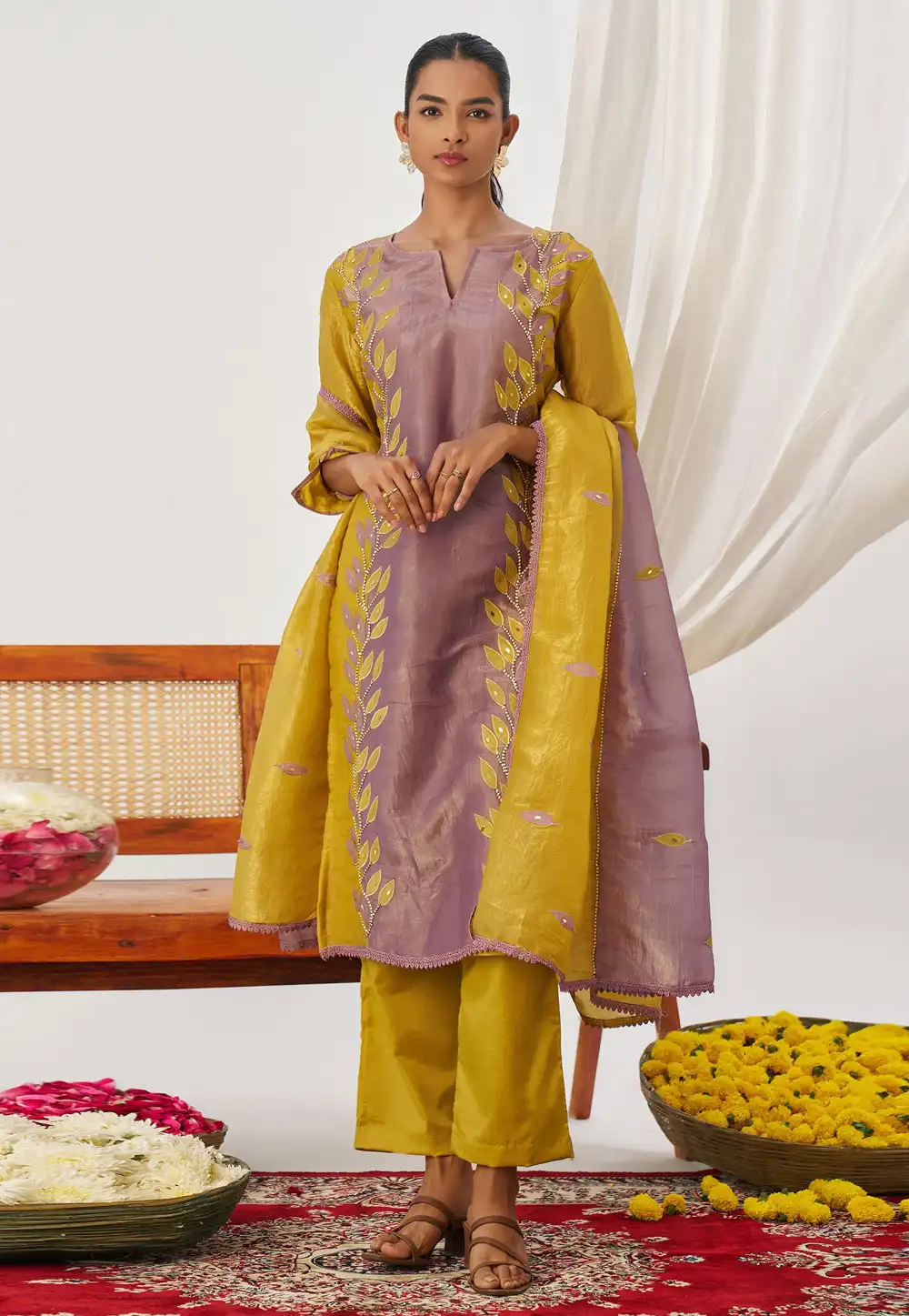 Lavender Silk Readymade Pakistani Suit 315829