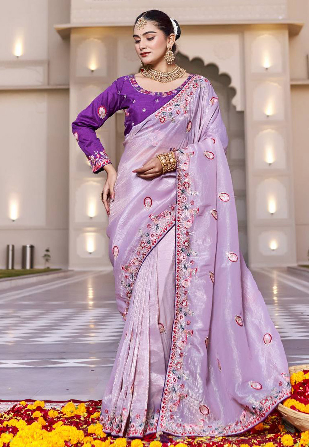 Lavender Silk Saree With Blouse 323683