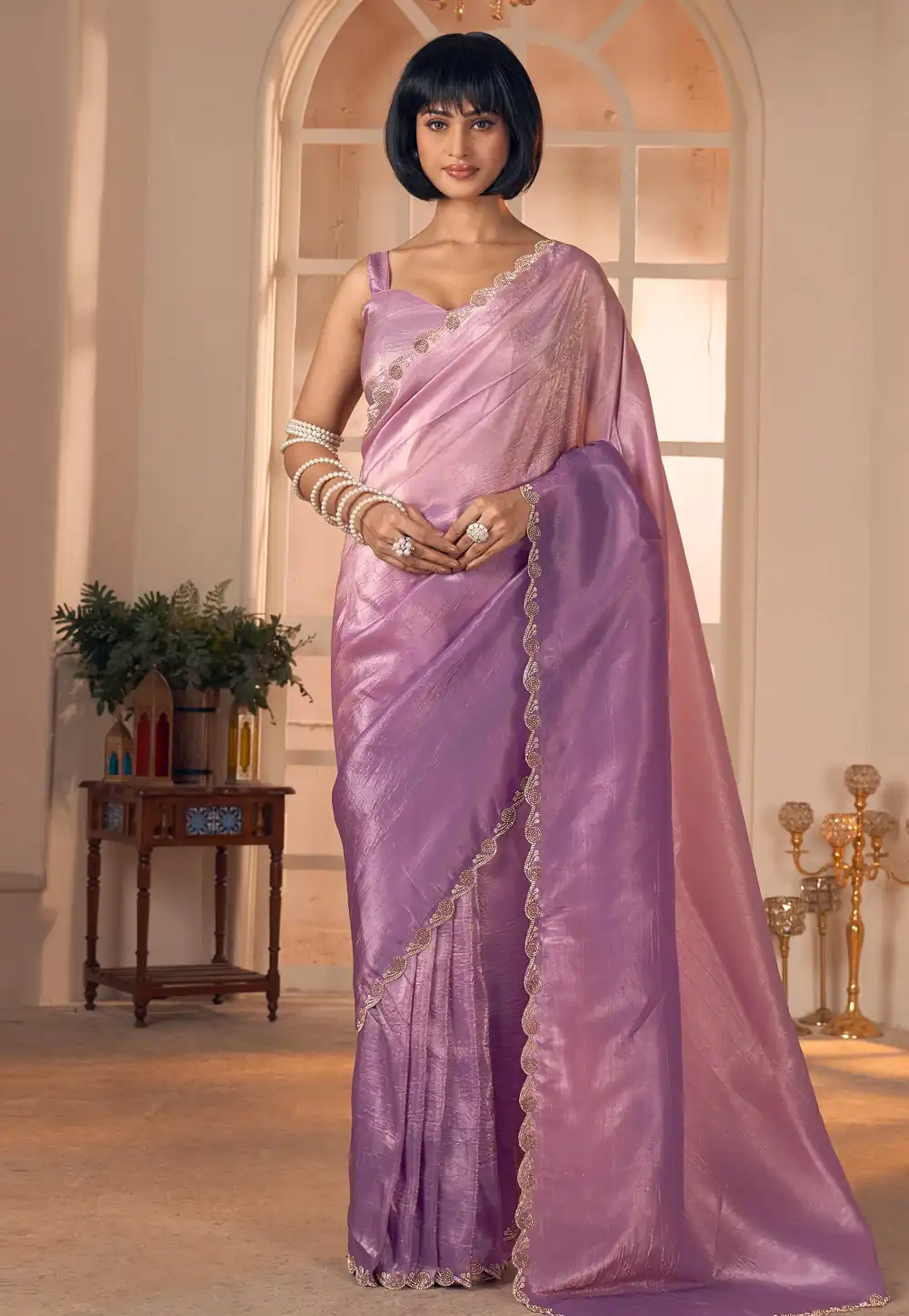 Lavender Silk Saree With Blouse 320498