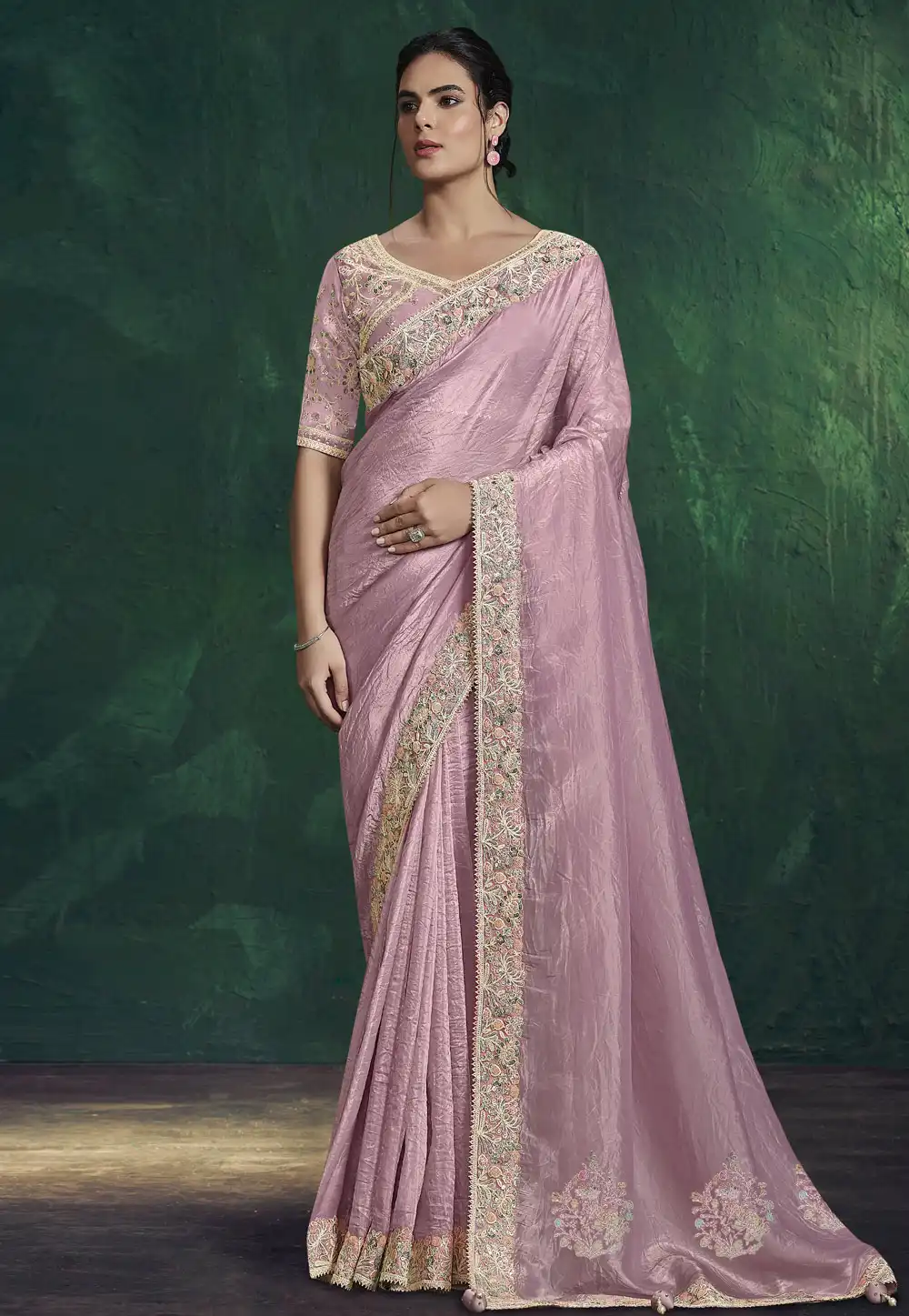 Lavender Silk Saree With Blouse 322951