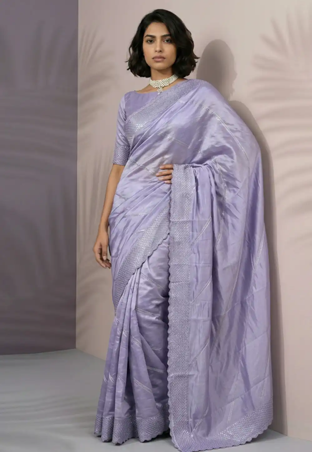 Lavender Silk Saree With Blouse 329007