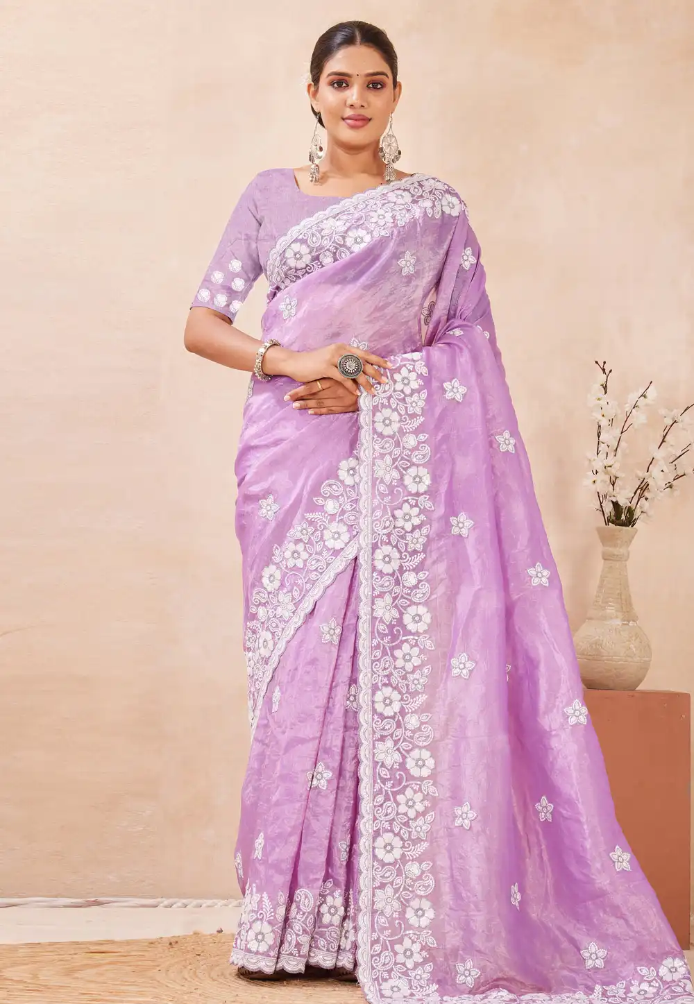 Lavender Silk Saree With Blouse 320892