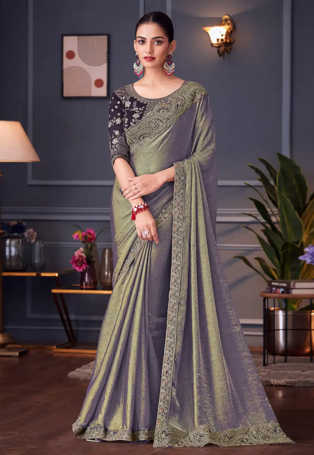 Lavender Silk Saree With Blouse 311832