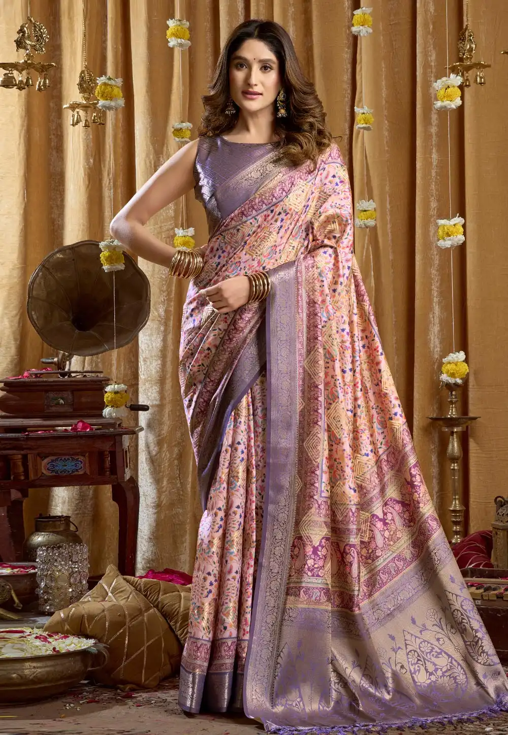 Lavender Silk Saree With Blouse 322562