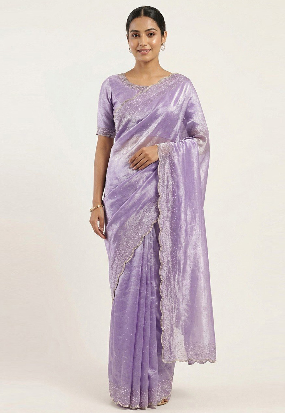 Lavender Silk Saree With Blouse 327028