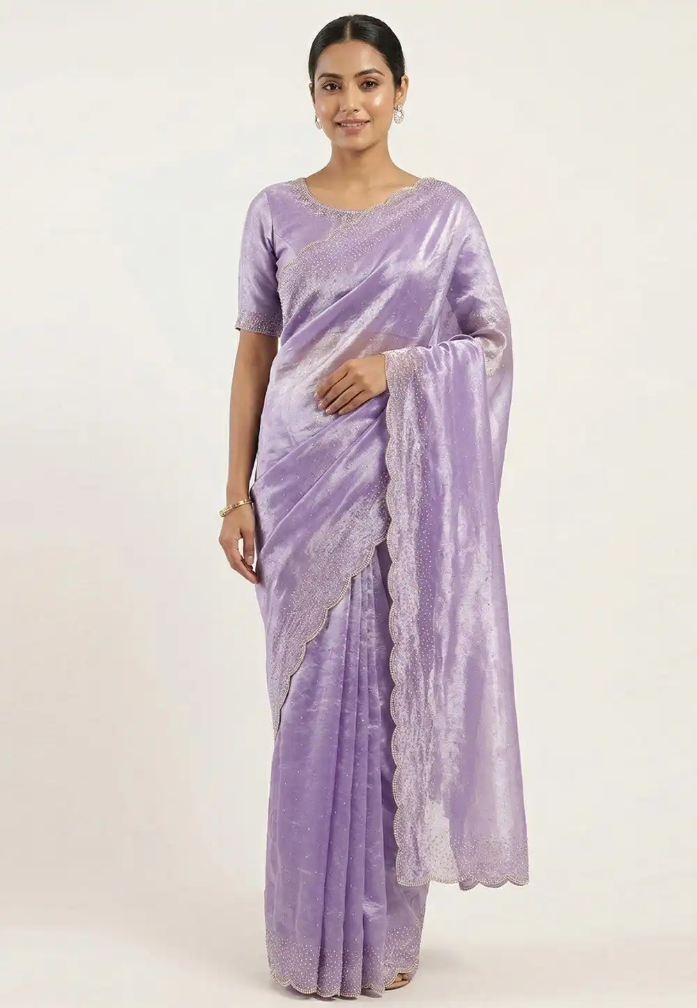 Lavender Silk Saree With Blouse 327028