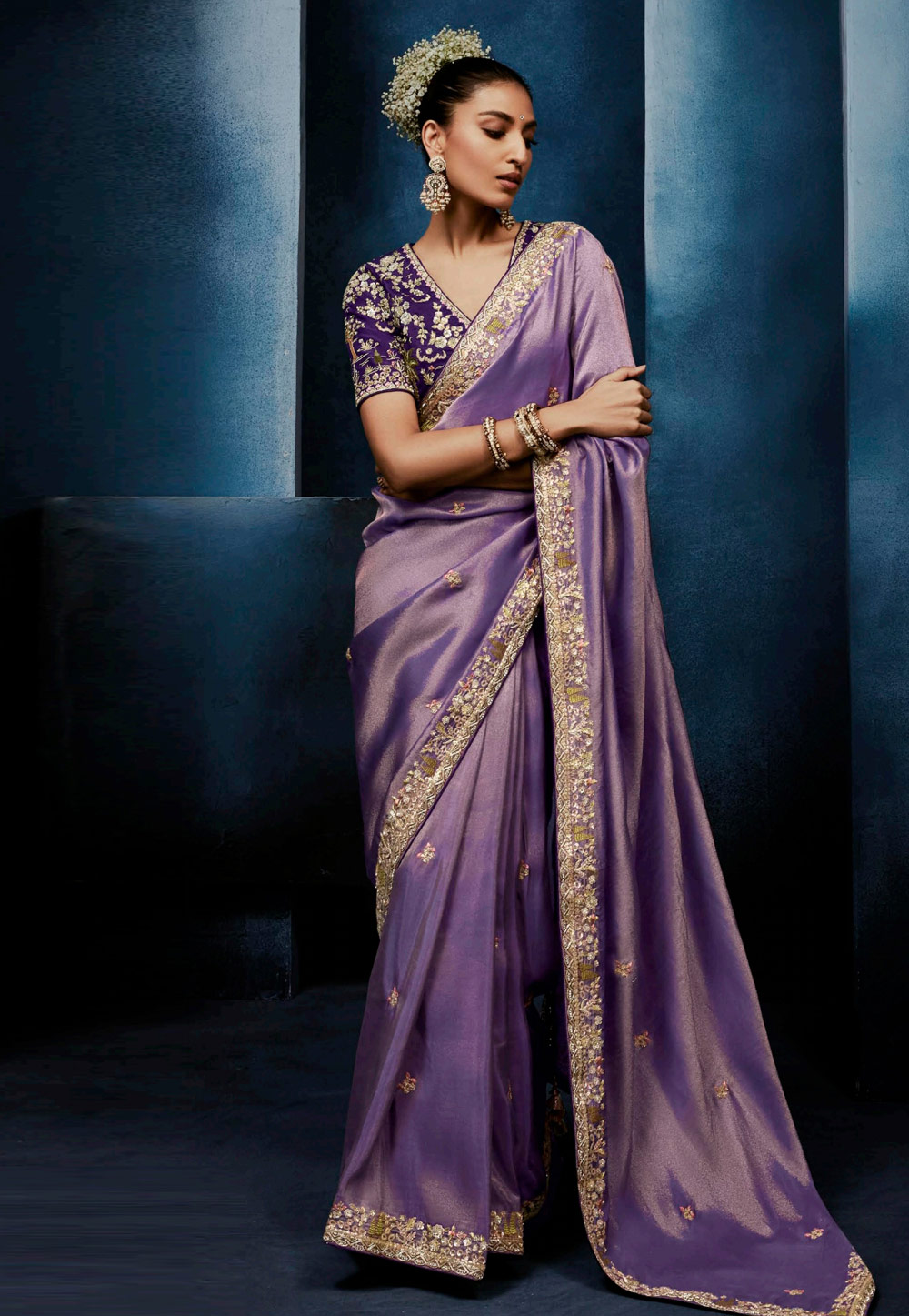 Lavender Silk Saree With Blouse 327253