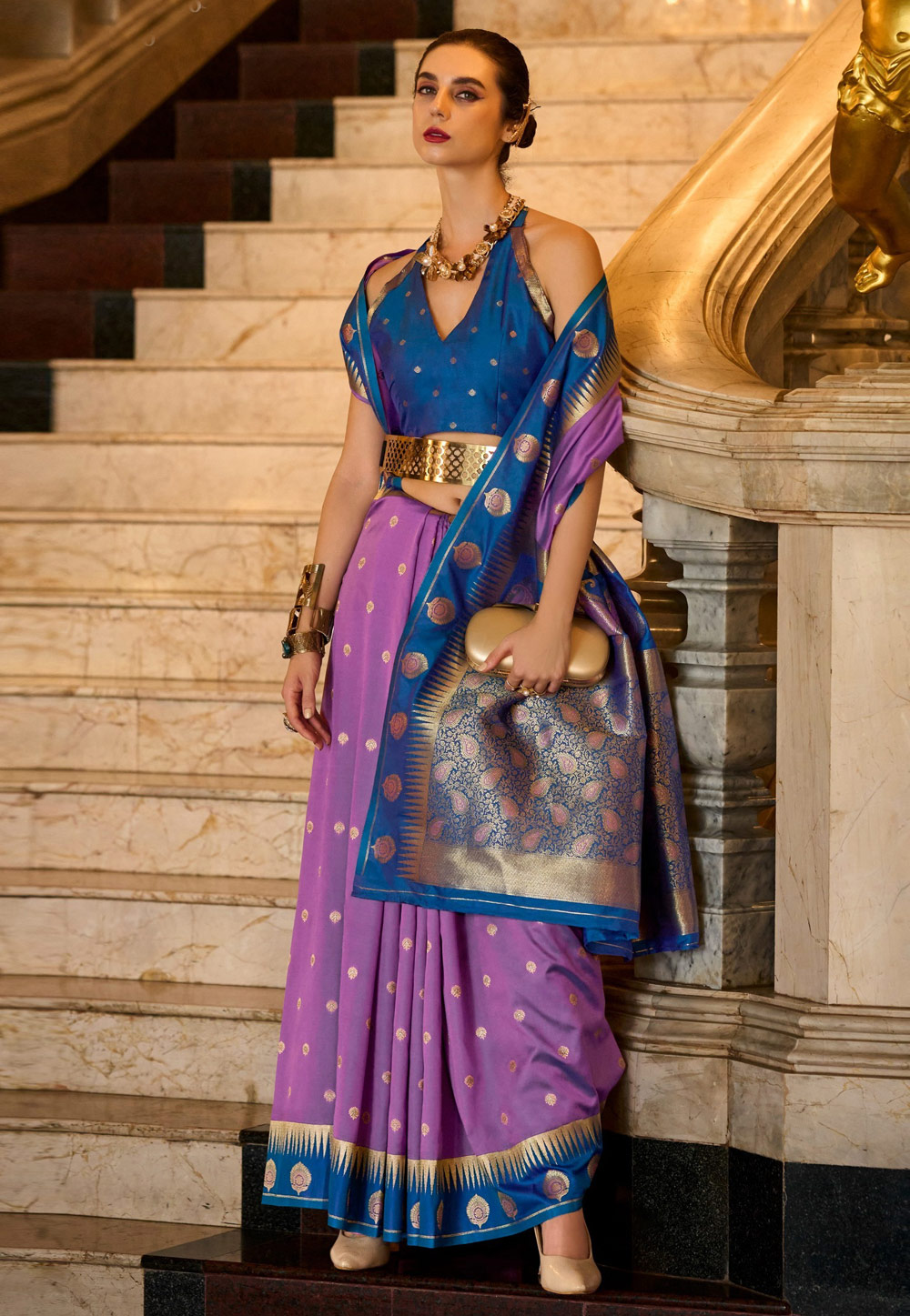 Lavender Silk Saree With Blouse 308029
