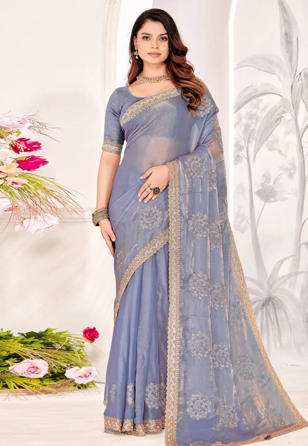Lavender Silk Saree With Blouse 311025