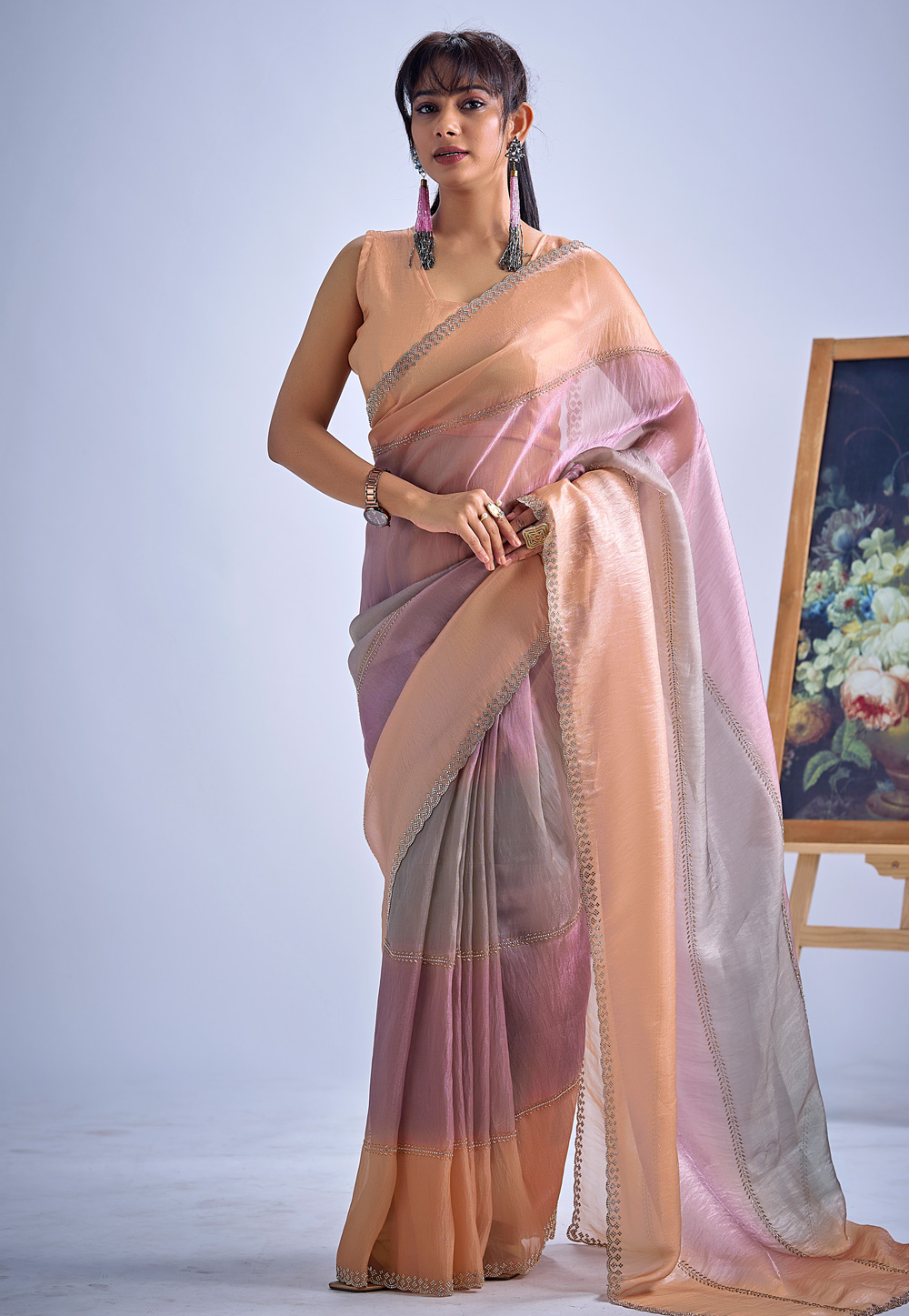 Lavender Silk Saree With Blouse 327789