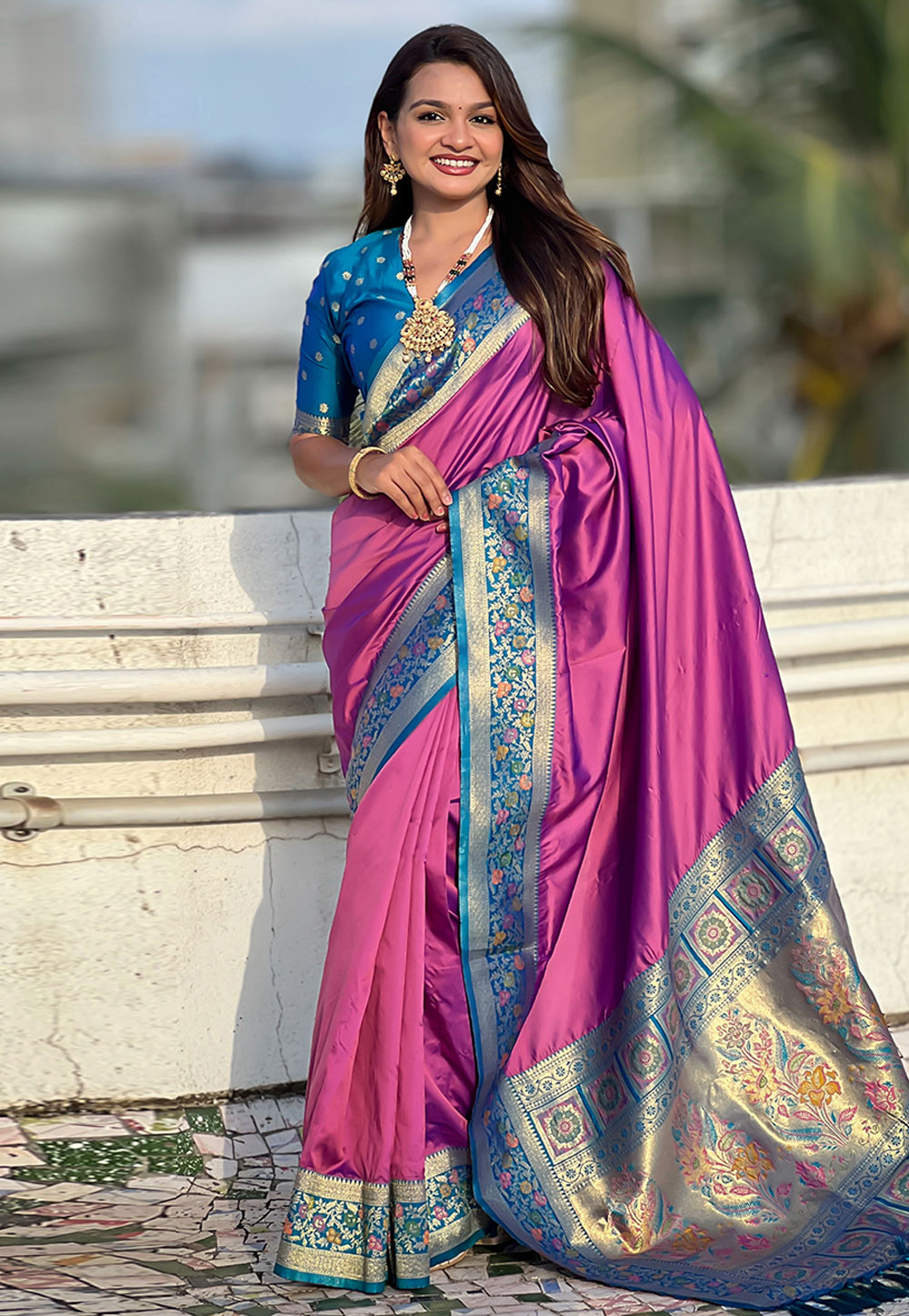 Lavender Silk Saree With Blouse 326691