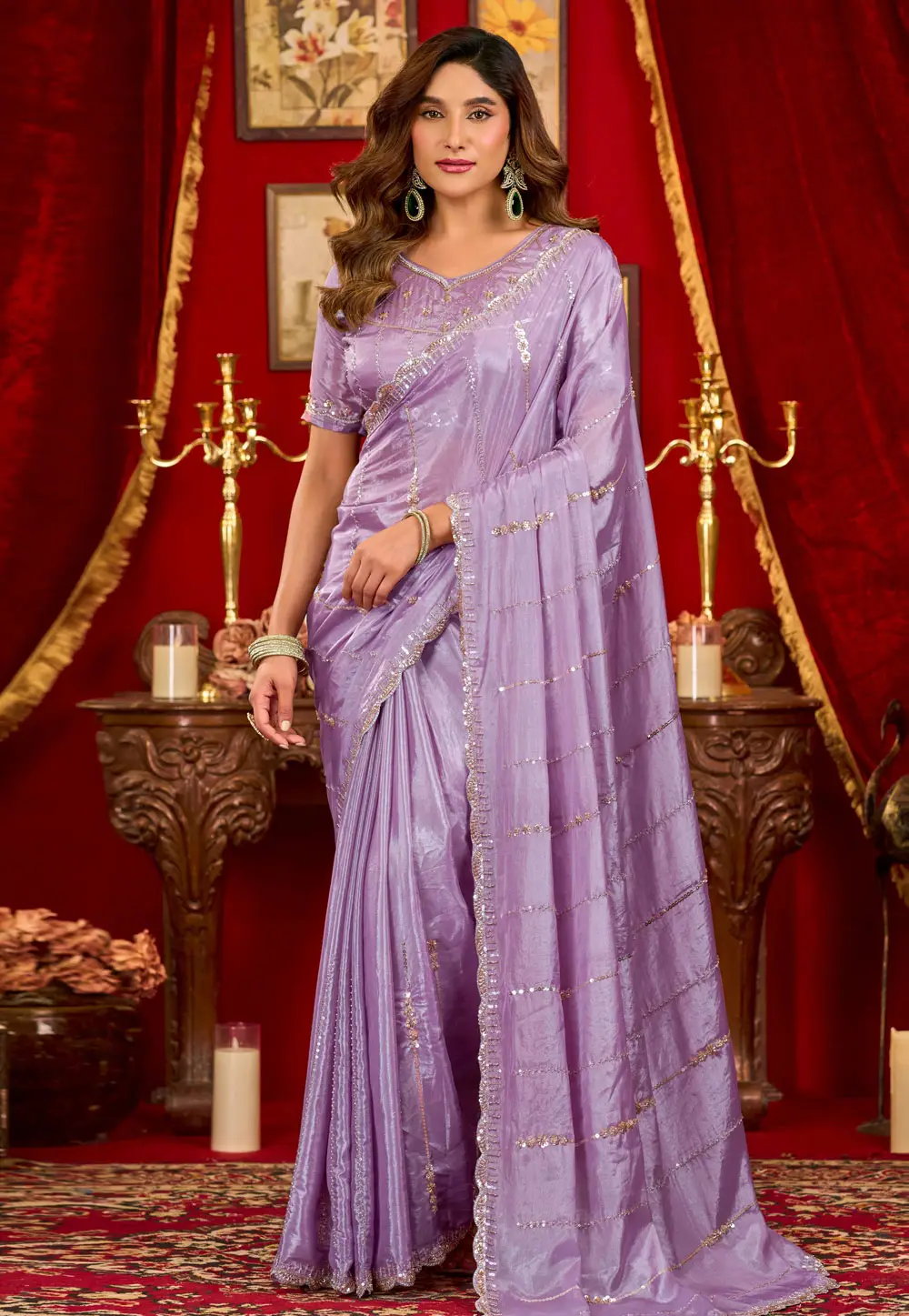 Lavender Silk Saree With Blouse 334652