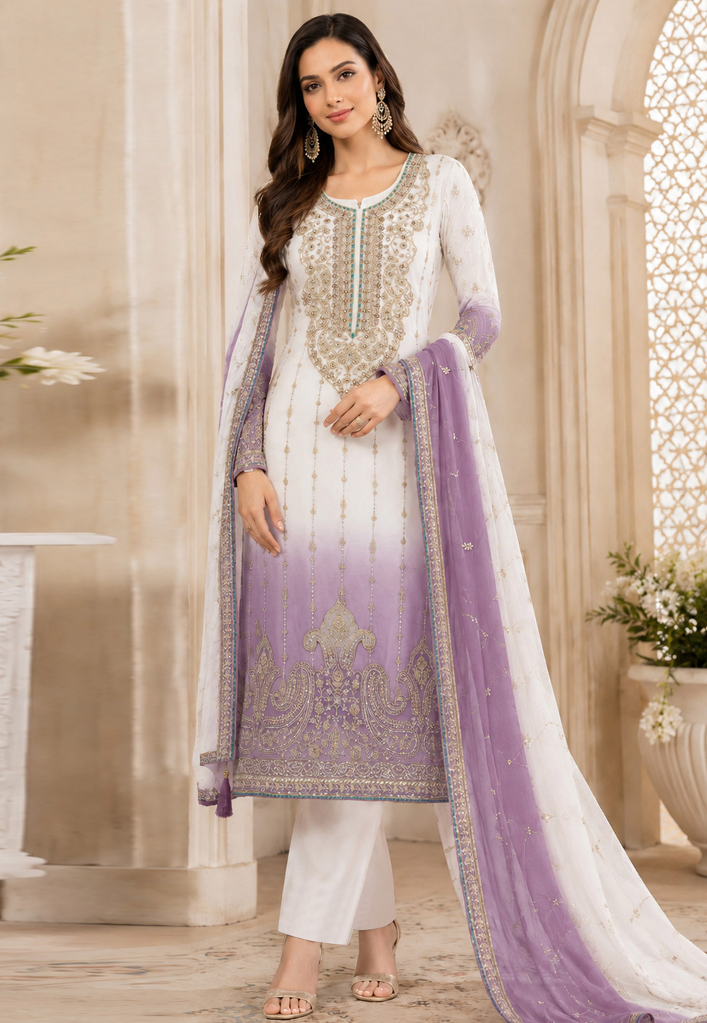 Lavender Silk Straight Suit 330365