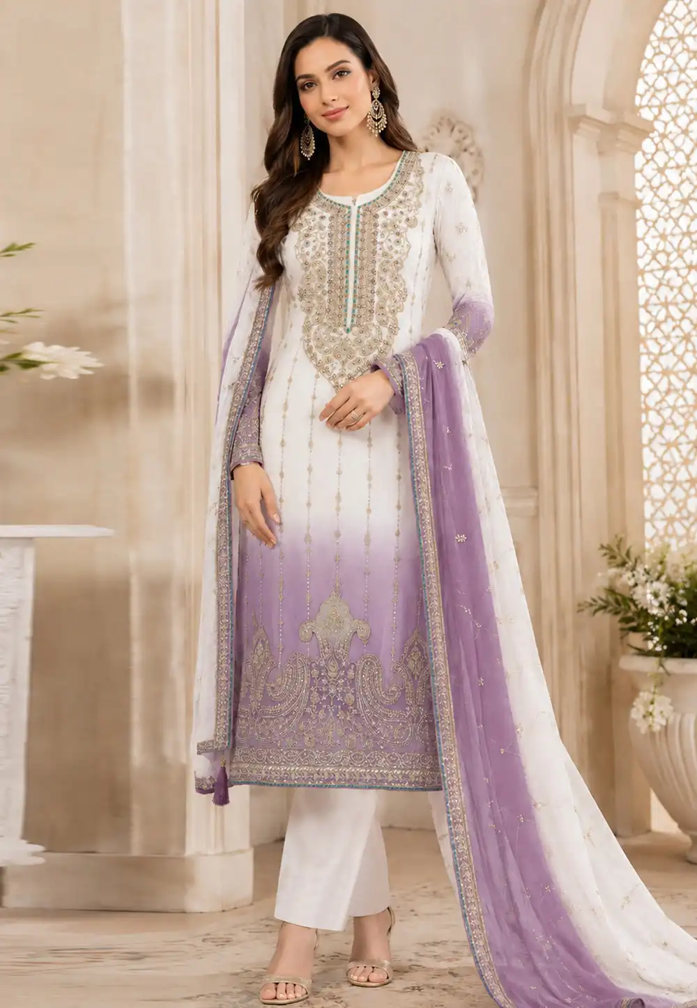 Lavender Silk Straight Suit 330365