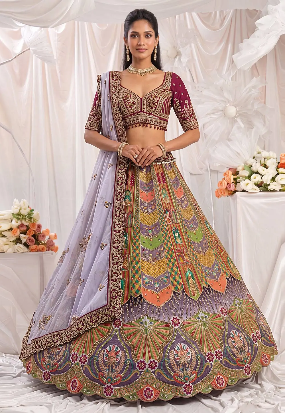 Lavender Silk Wedding Lehenga Choli 332036