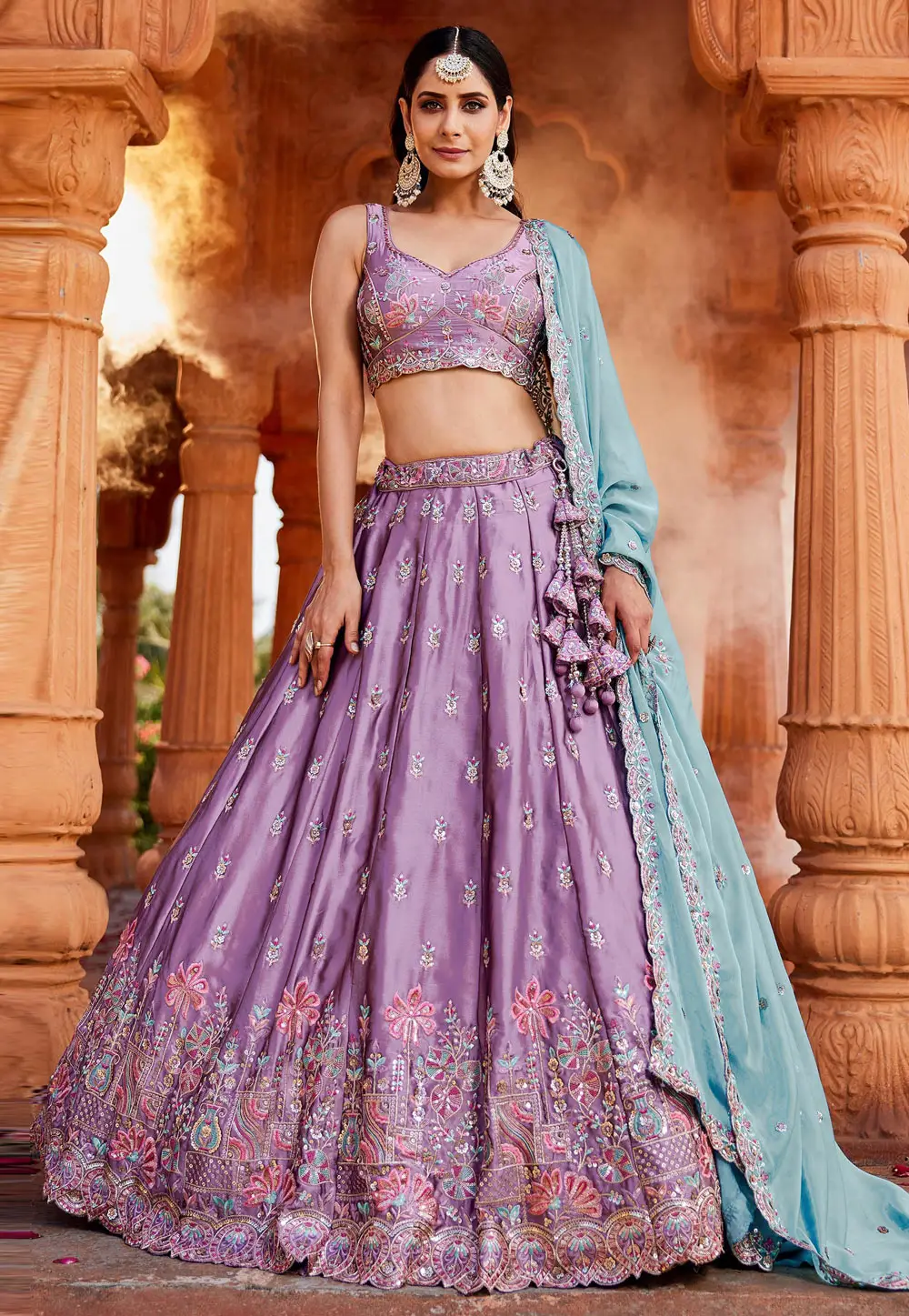 Lavender Silk Wedding Lehenga Choli 332814